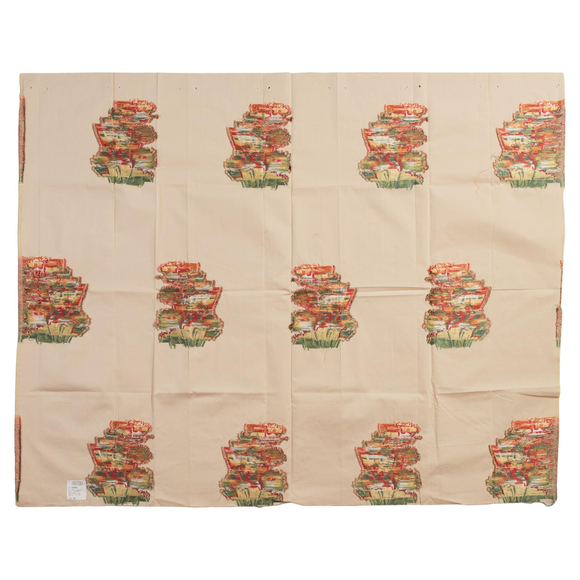 Italian Fabric Lampas with Pink Freesia with An Idea For Sale