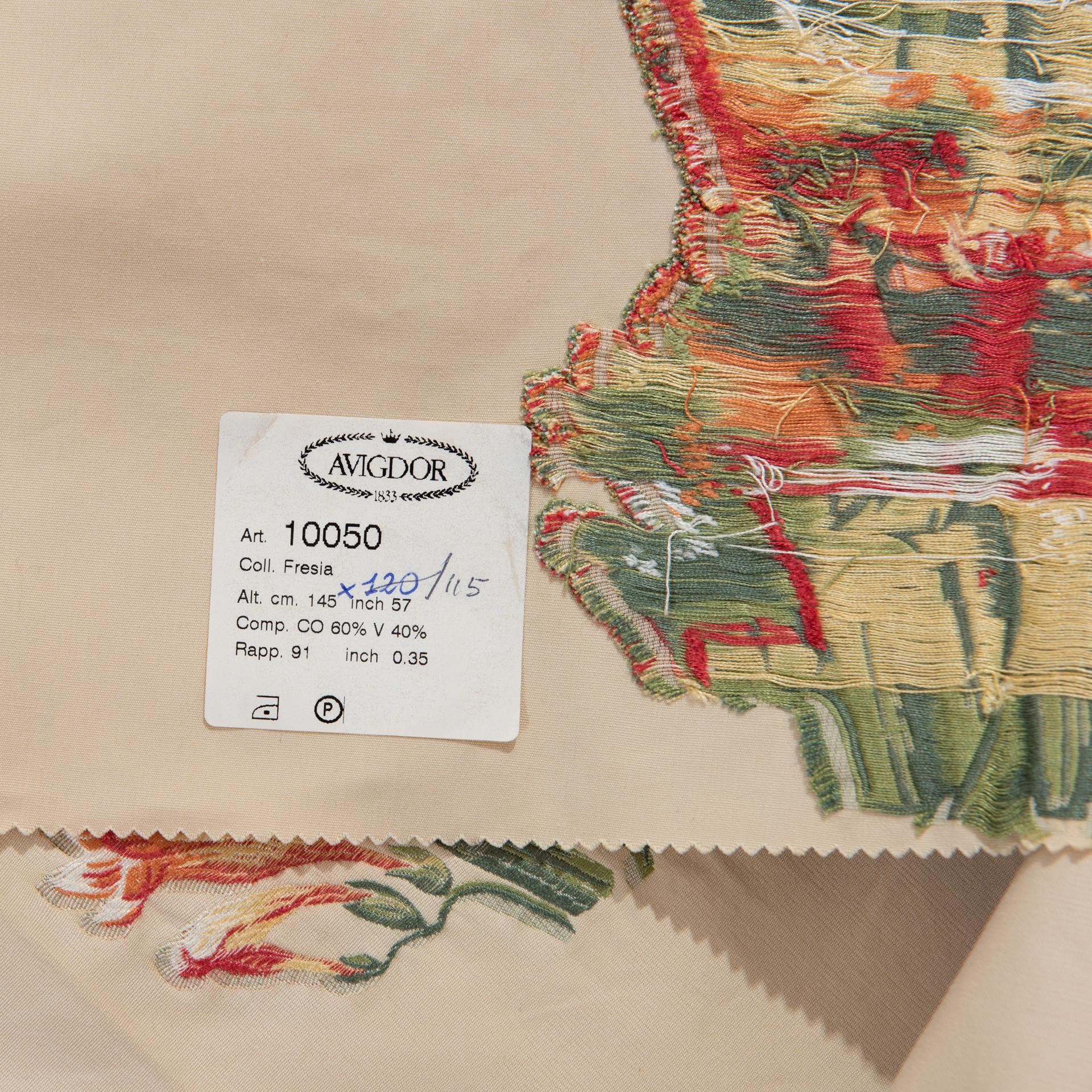 Machine-Made Fabric Lampas with Pink Freesia with An Idea For Sale