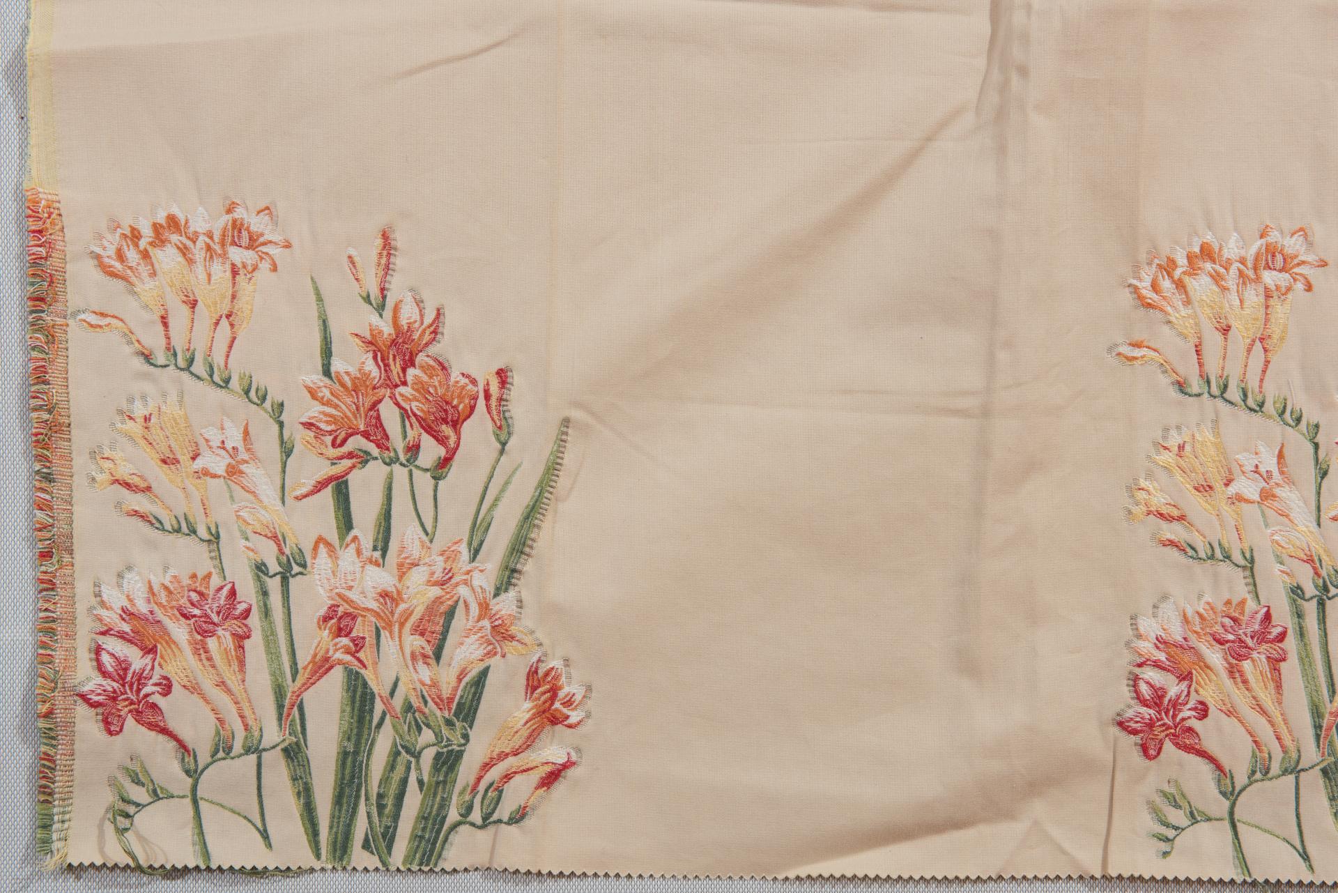 Fabric Lampas with Pink Freesia with An Idea In Excellent Condition For Sale In Alessandria, Piemonte