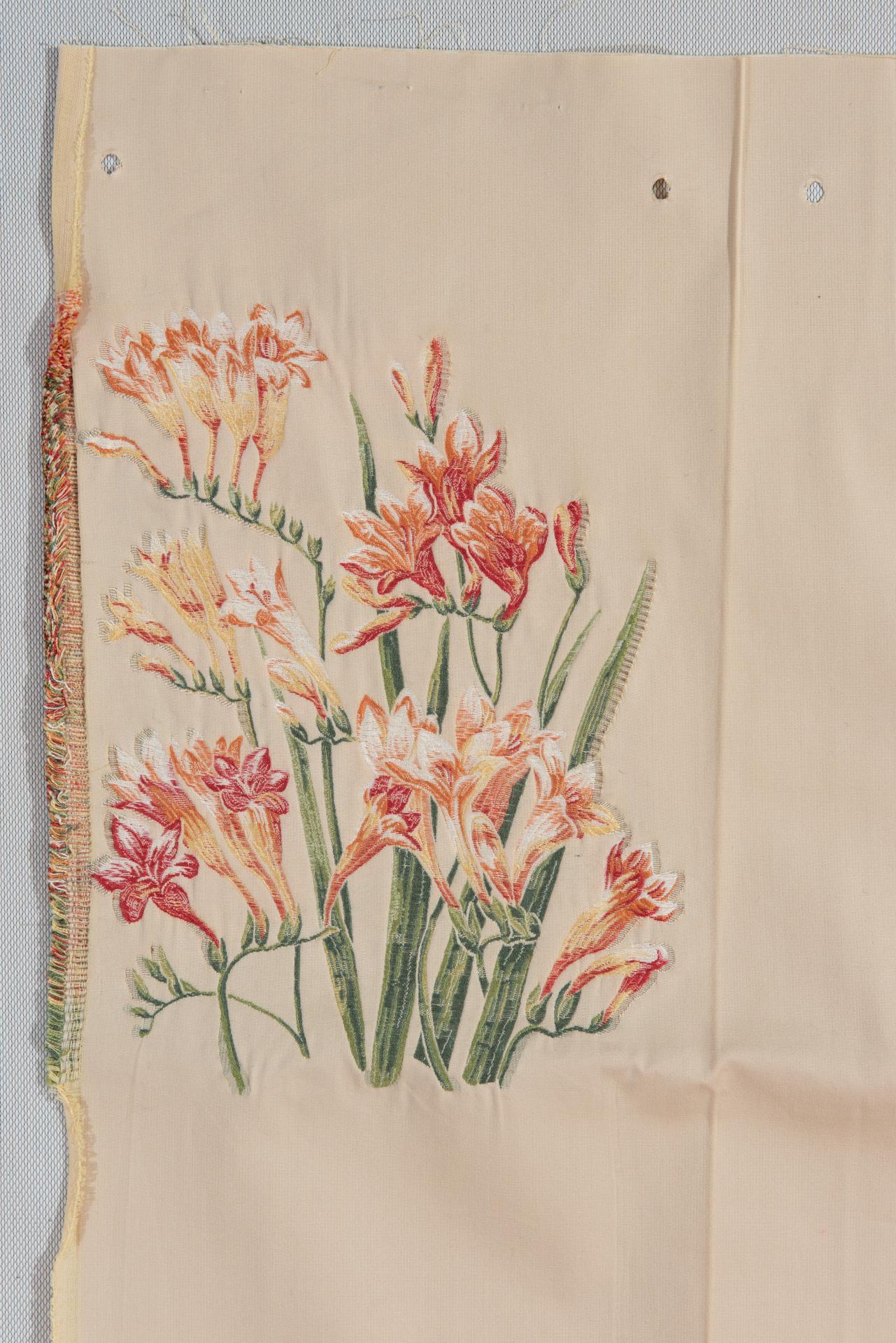 20th Century Fabric Lampas with Pink Freesia with An Idea For Sale