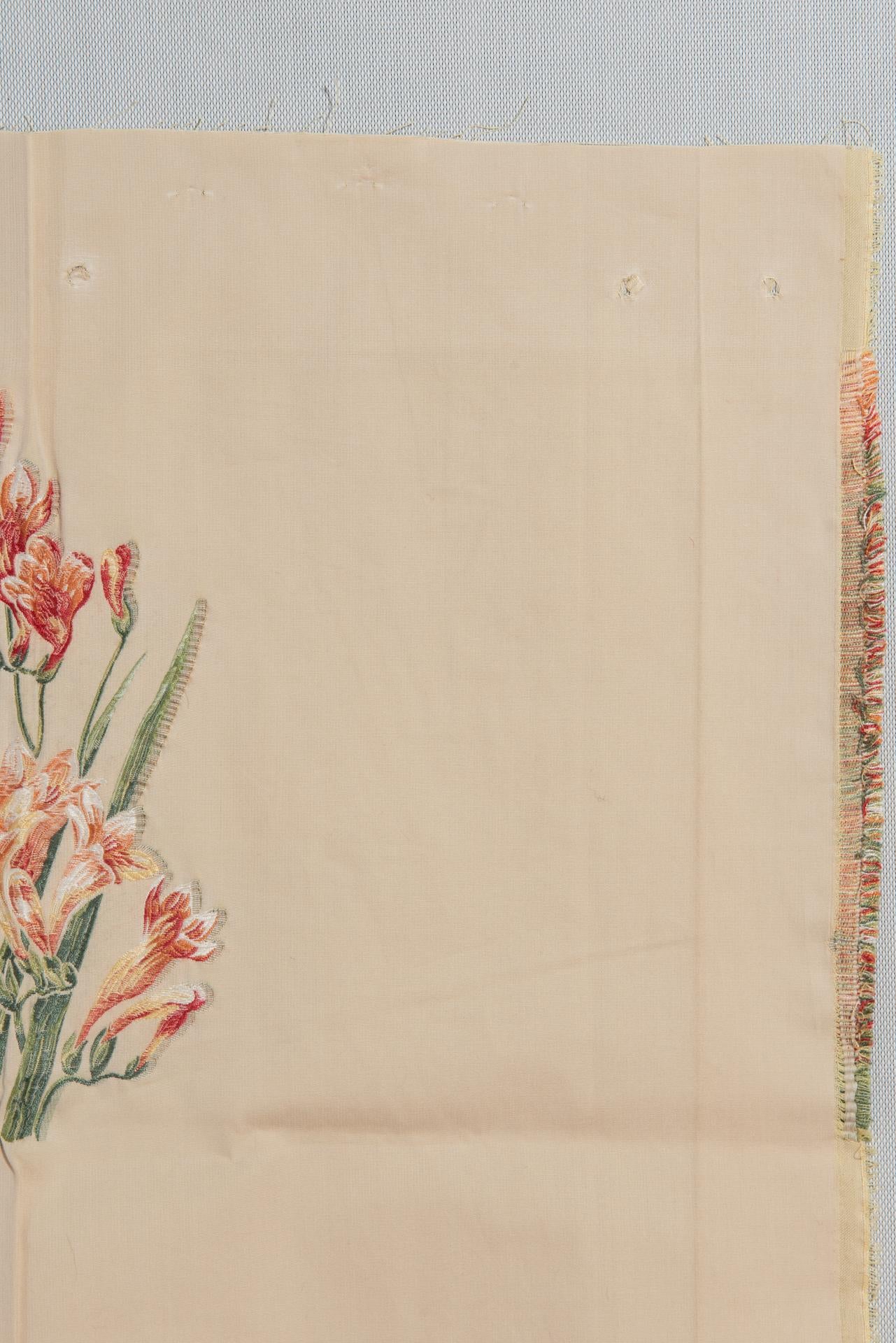 Cotton Fabric Lampas with Pink Freesia with An Idea For Sale