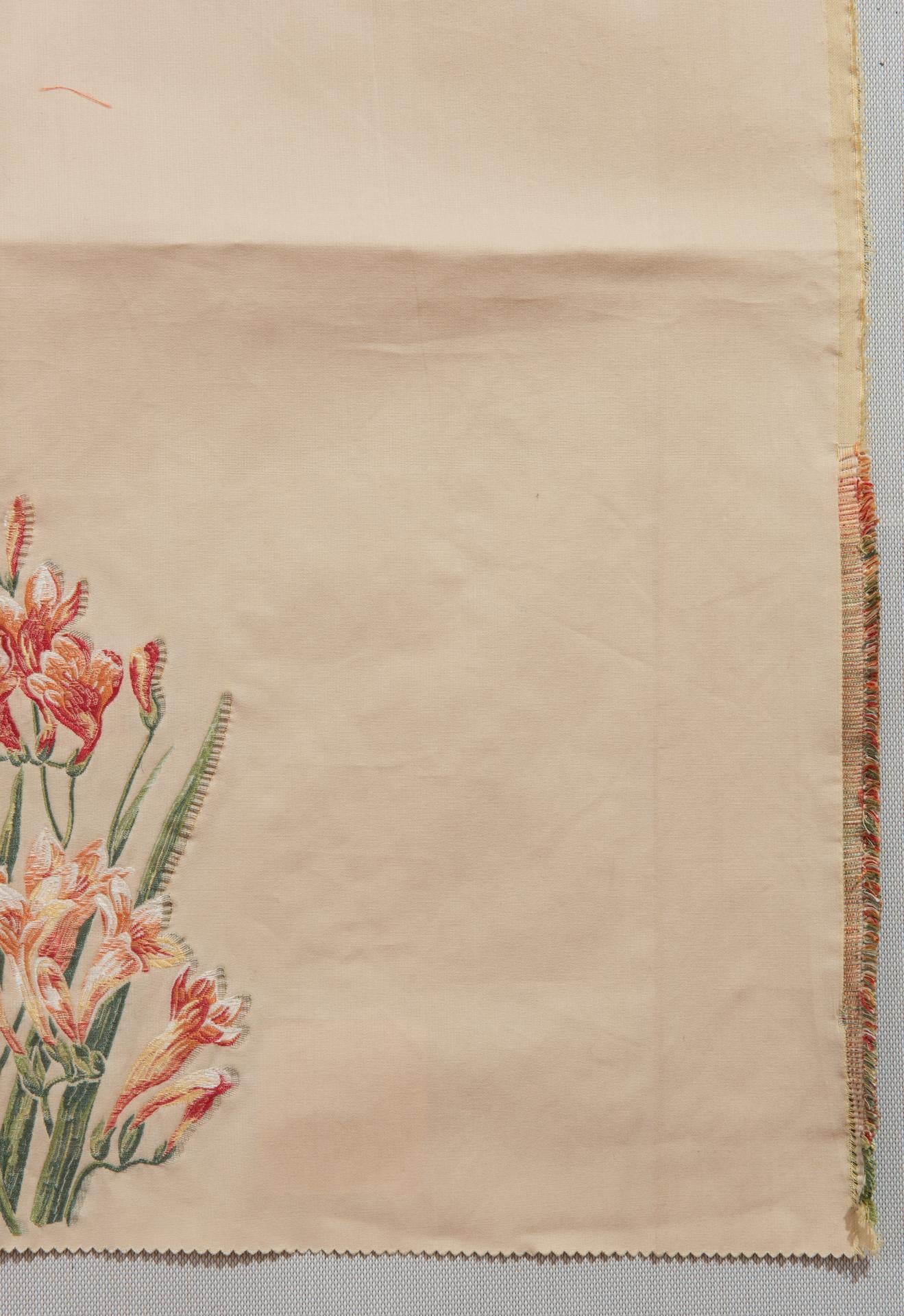 Fabric Lampas with Pink Freesia with An Idea For Sale 1