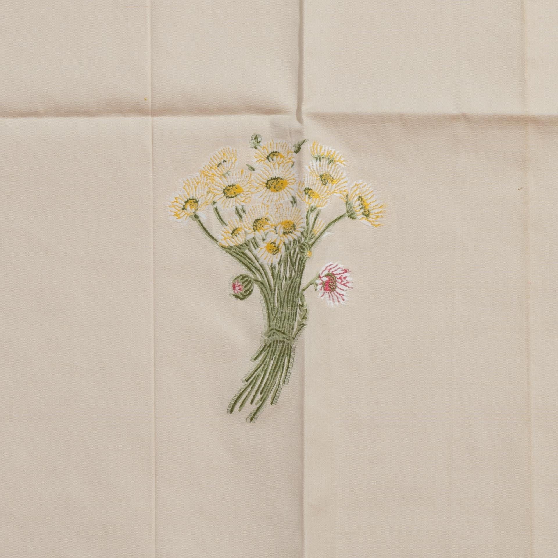 Machine-Made Fabric Lampas with Daisies and An Idea For Sale