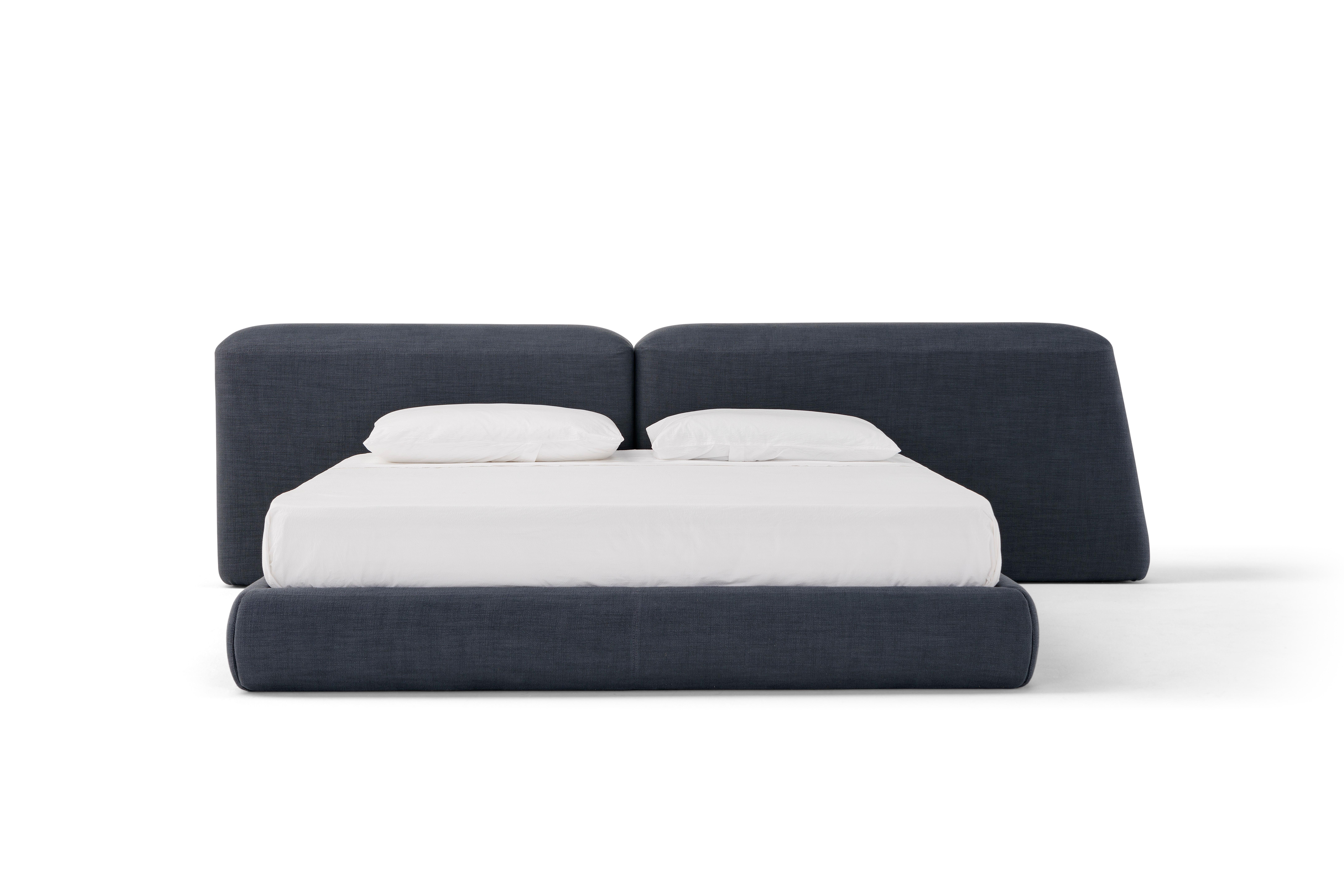 Fabric Lapis Bed by Amura Lab
Dimensions: W 320 x D 243 x H 90 cm
Materials: FRAME: solid wood and multiply. UPHOLSTERY: polyurethane foam, density 30 kg/m³.

Amura Lab:
In their gaze, they carry the strong and poignant beauty of Southern Italy. In