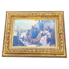 Mercanti di stoffe a Venezia, pastello incorniciato, inizio XX secolo