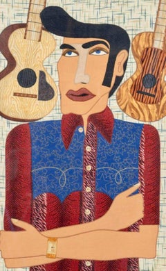 Fabric Painting of Elvis by Chris Roberts-Antieau