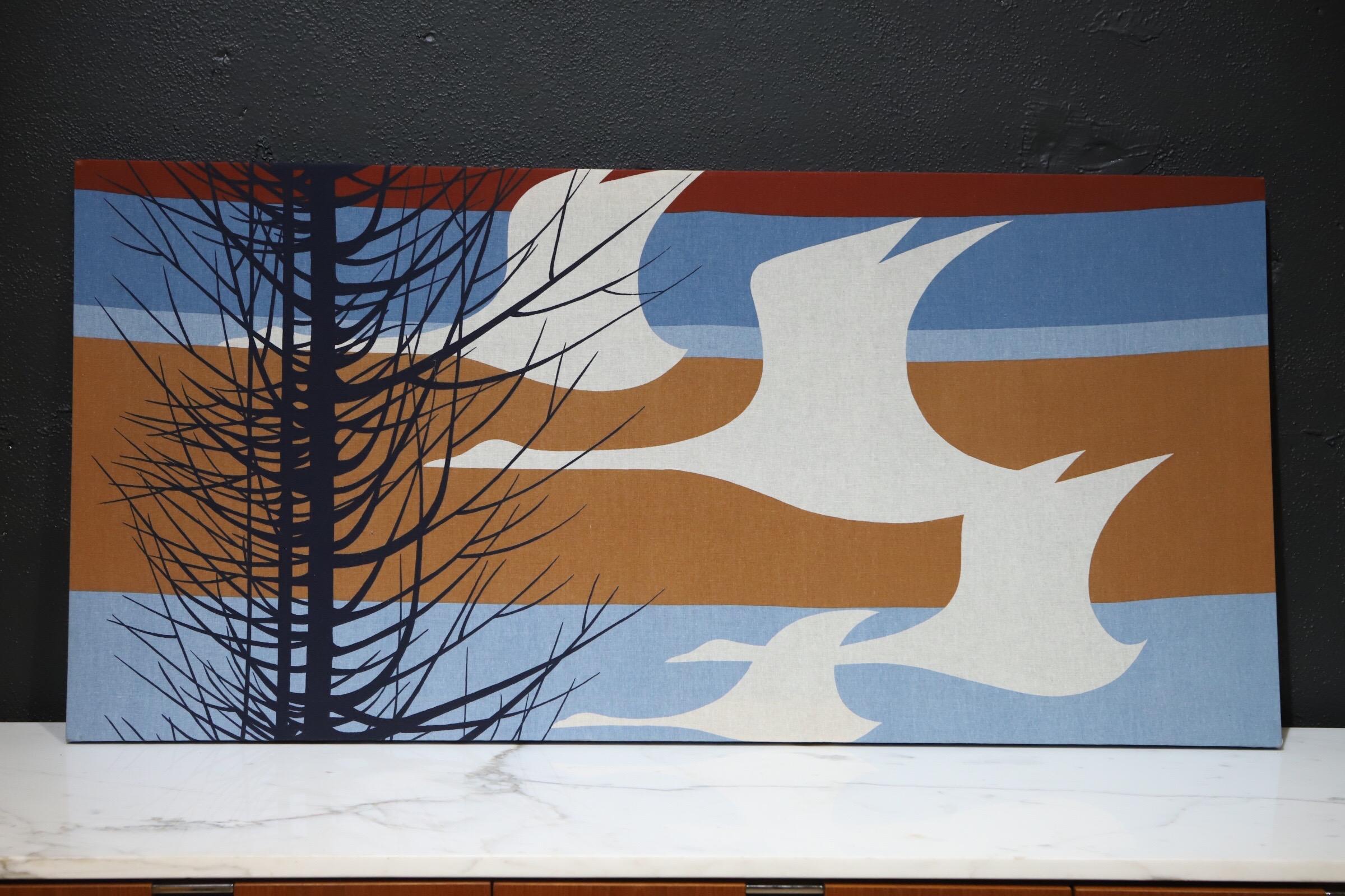 Fabric Panel Wall Art Flying Birds 2