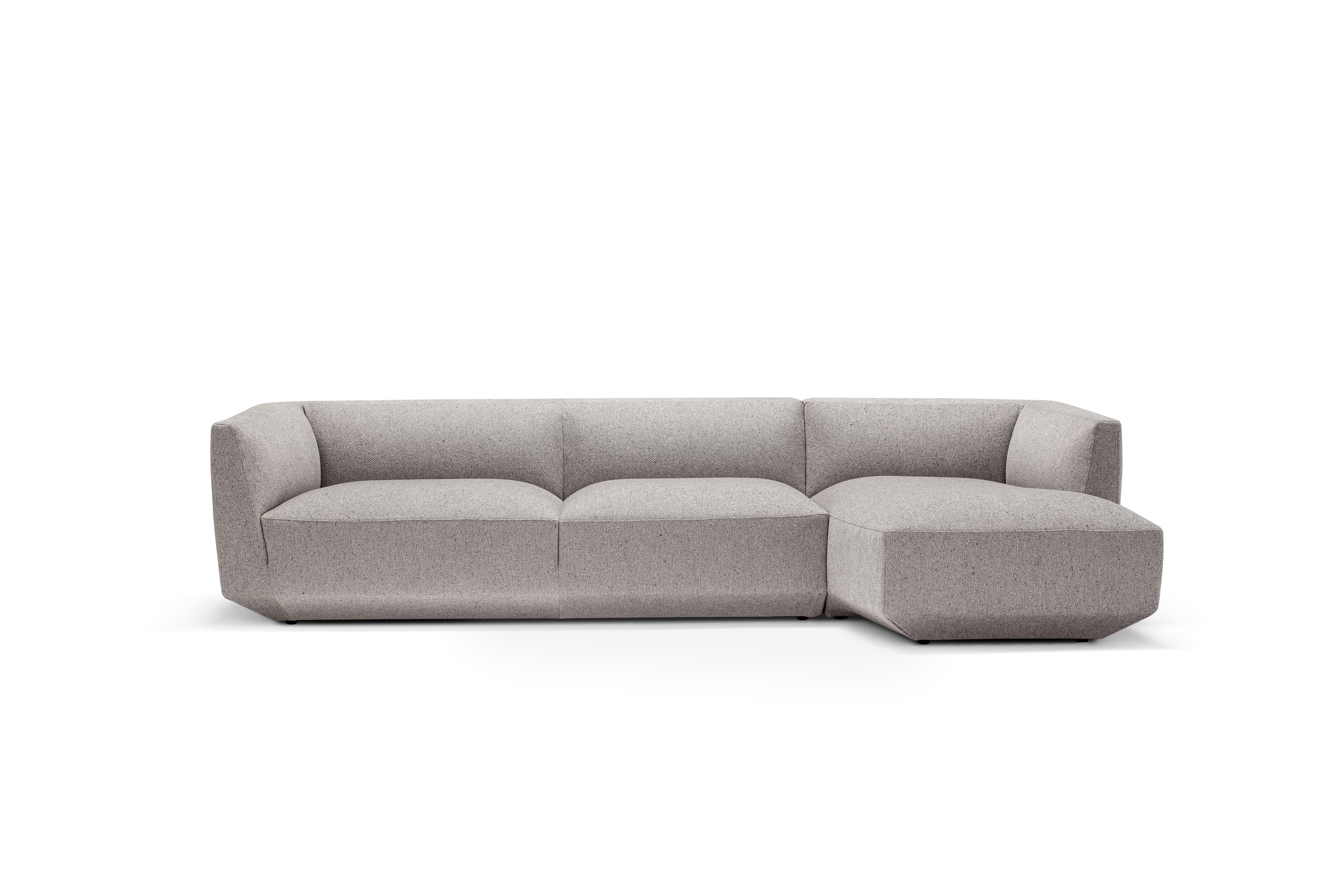 Fabric Panis Deep Sofa Composition by Amura Lab
Dimensions: W 236 x D 152 x H 70 cm
Materials: FRAME: solid wood and multiply. SUSPENSIONS: rubber and polypropylene belts. SEATS: polyurethane foam, density 30kg/m3, memory foam. BACK CUSHIONS: