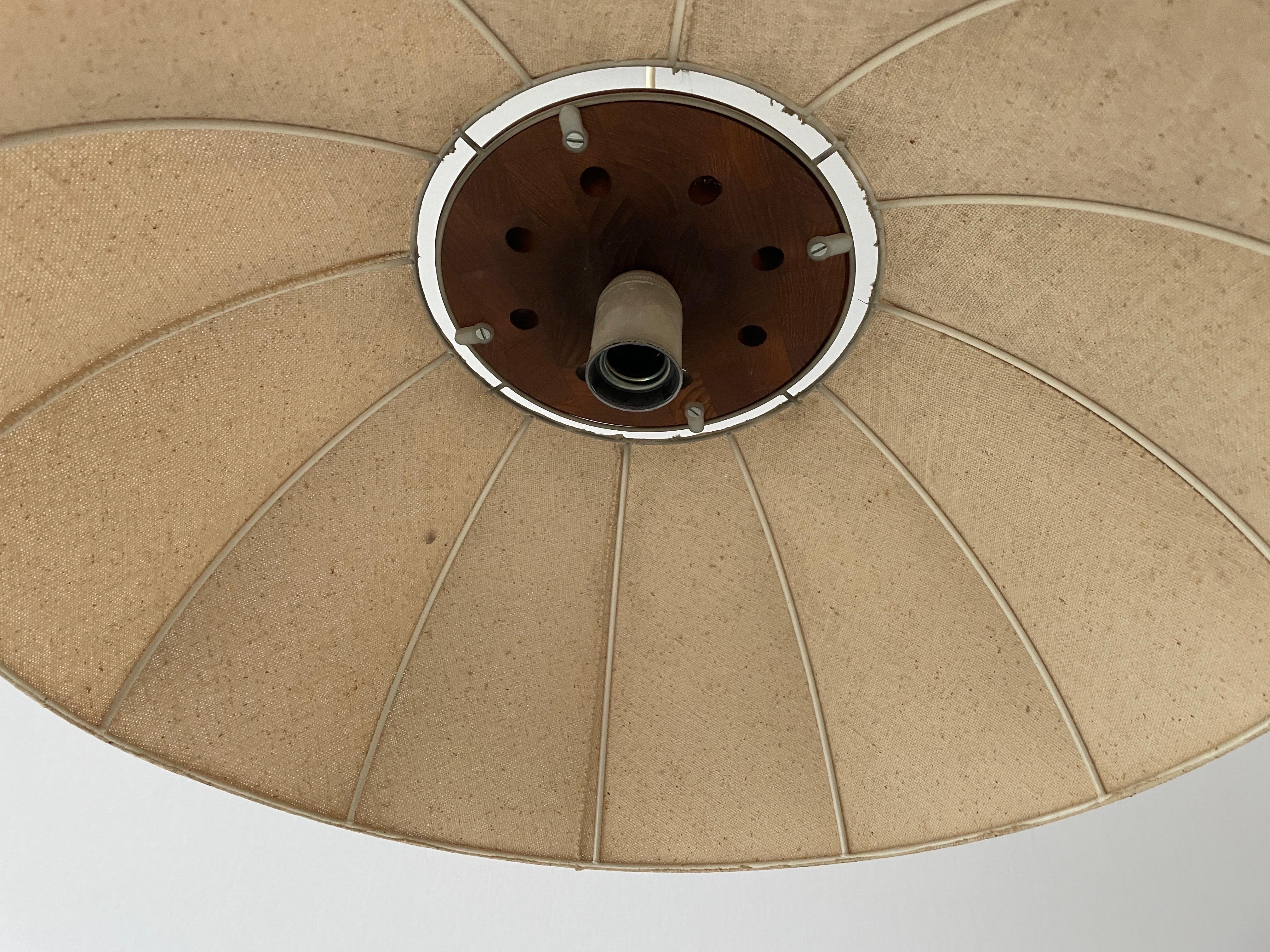 Fabric Pendant Lamp with Teak Detail by Domus, 1960s, Germany 5