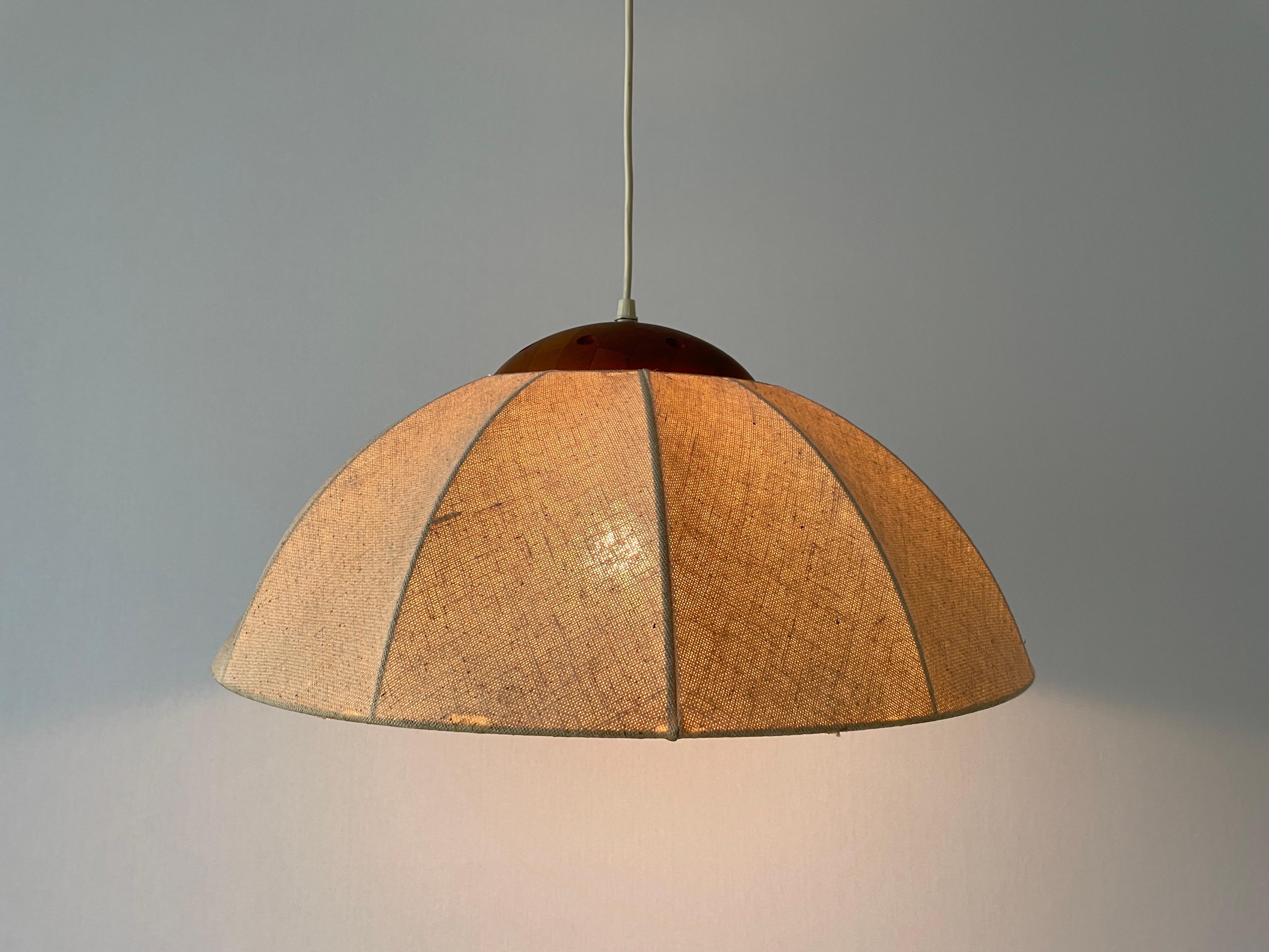 Fabric Pendant Lamp with Teak Detail by Domus, 1960s, Germany 6
