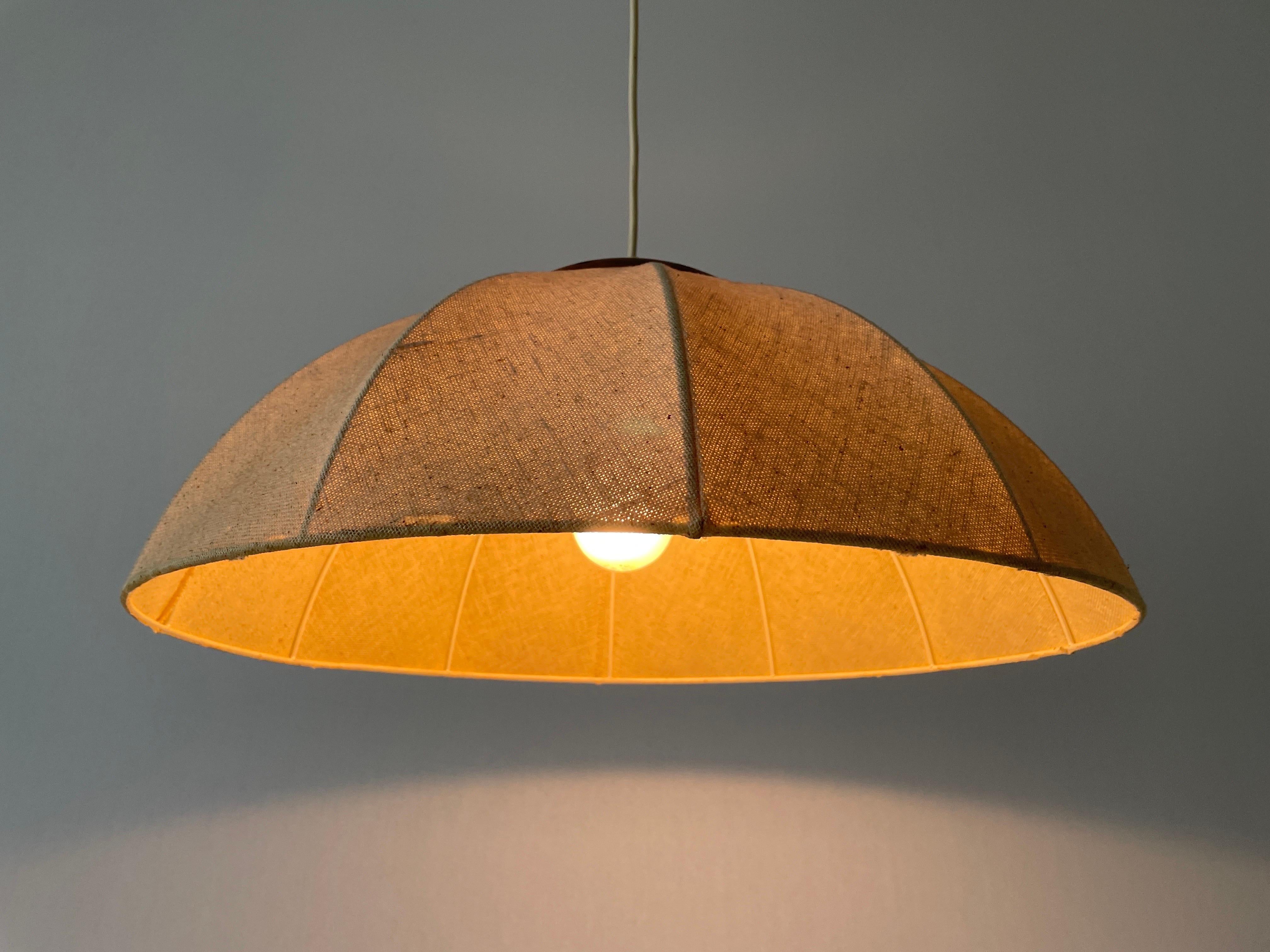 Fabric Pendant Lamp with Teak Detail by Domus, 1960s, Germany 8