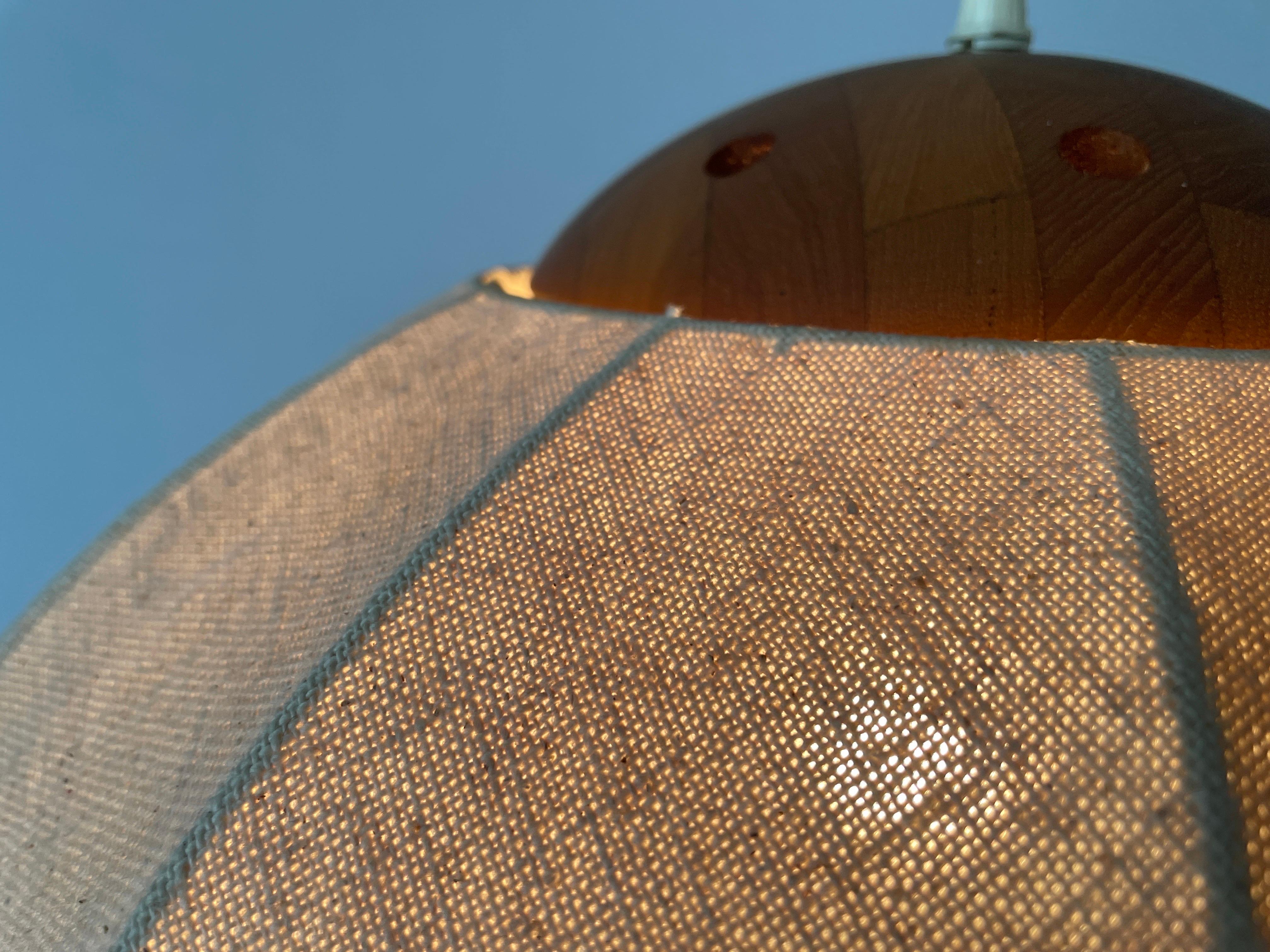 Fabric Pendant Lamp with Teak Detail by Domus, 1960s, Germany 10