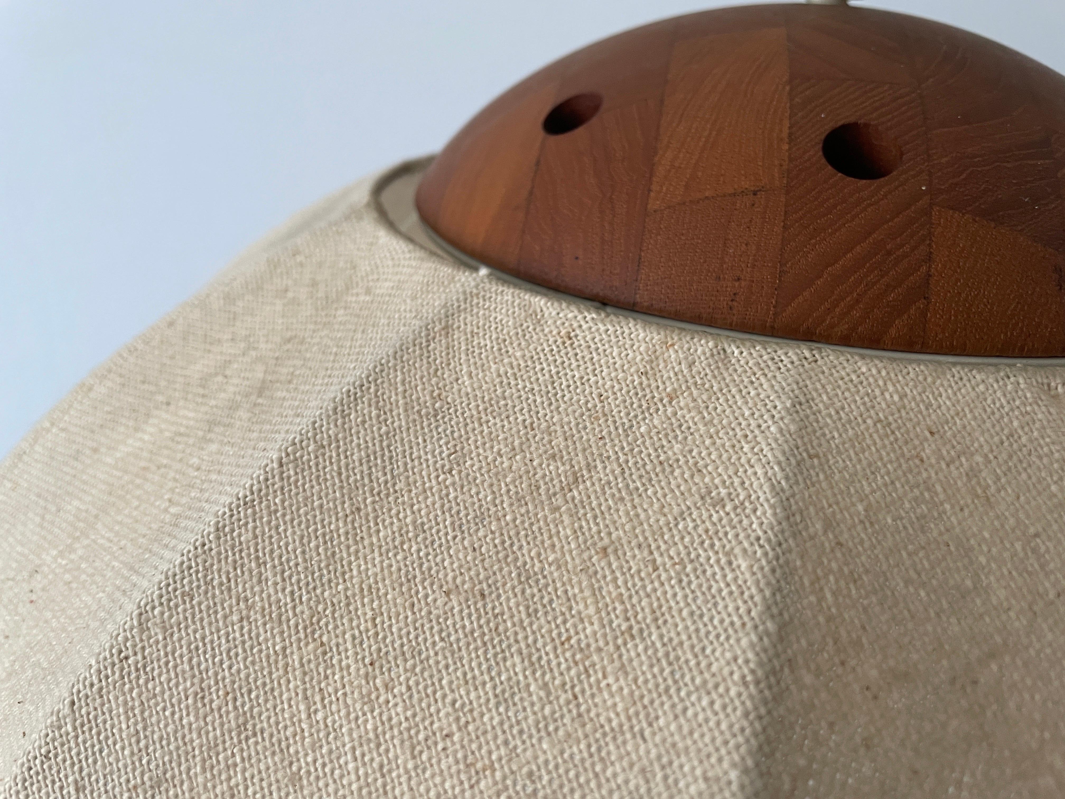 Fabric Pendant Lamp with Teak Detail by Domus, 1960s, Germany In Good Condition In Hagenbach, DE