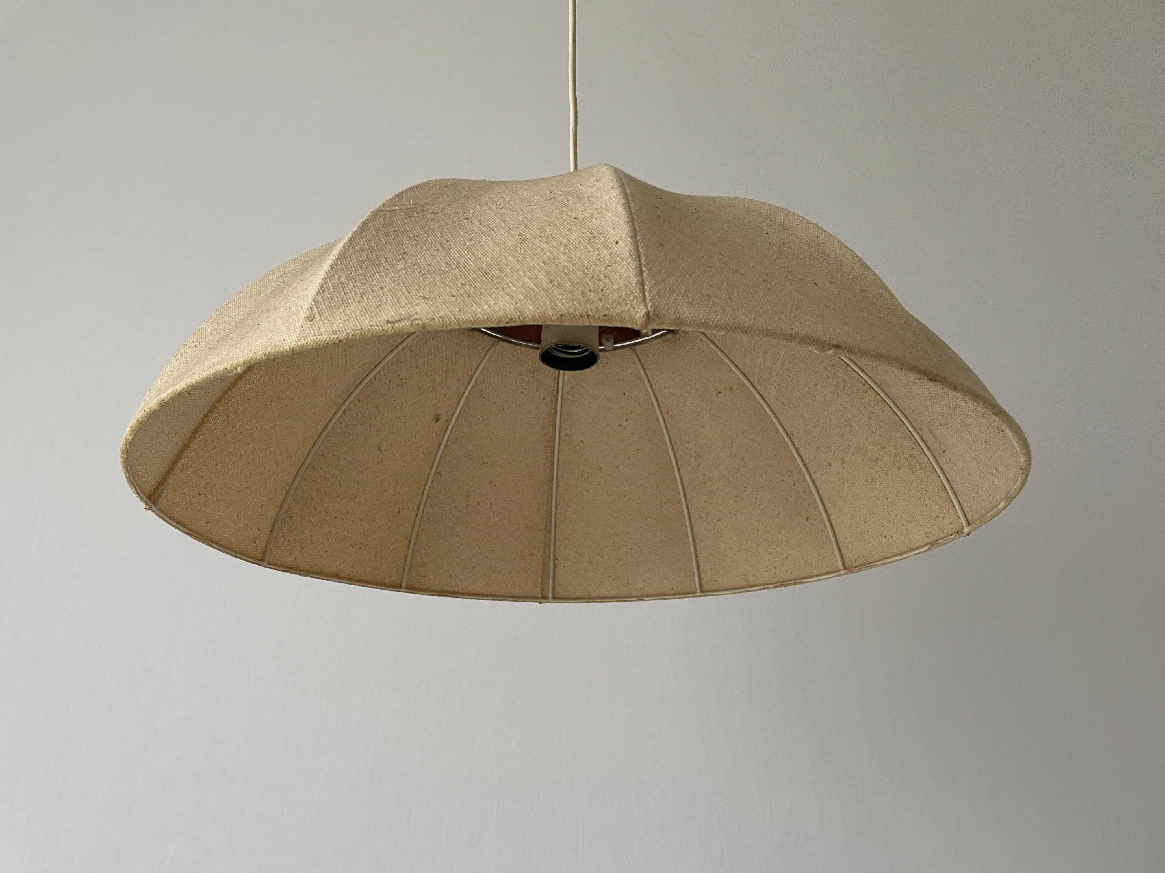 Fabric Pendant Lamp with Teak Detail by Domus, 1960s, Germany 1