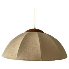 Lampe suspendue en tissu avec détails en teck par Domus, années 1960, Allemagne