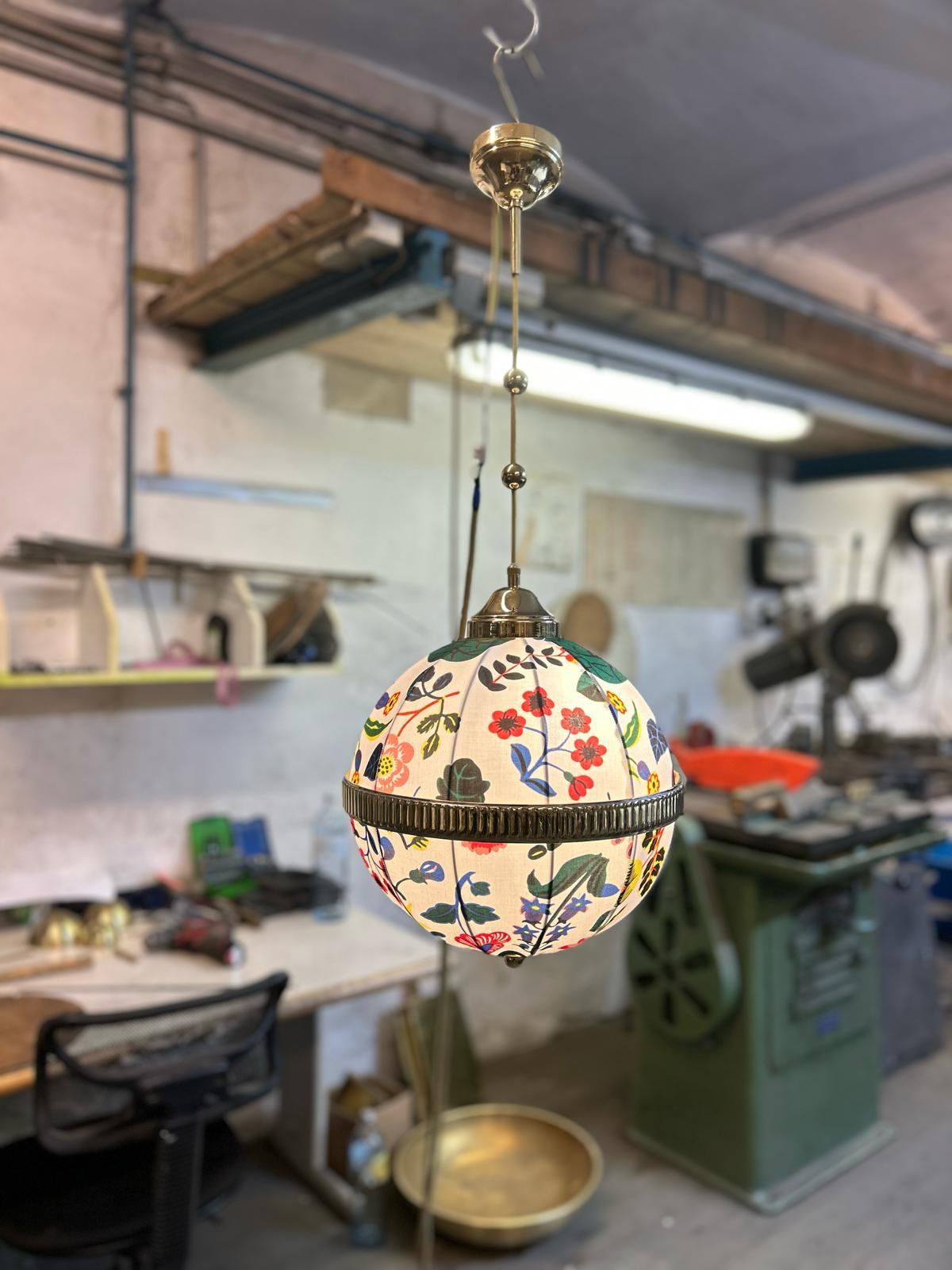 Hand-Crafted Fabric Pende Woka Chandelier For Sale