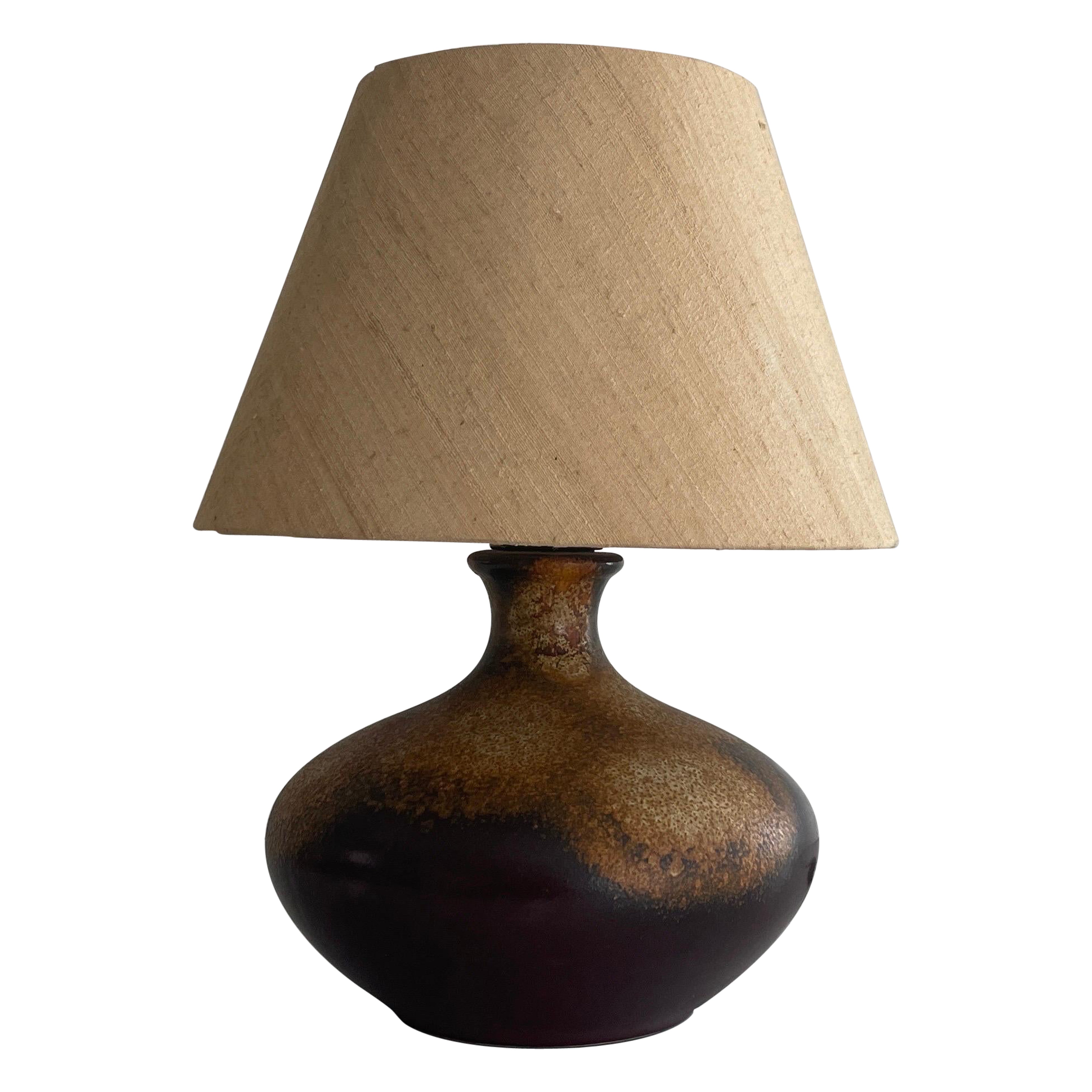 Fabric Shade and Ceramic Table Lamp by PAN Leuchten, 1960s, Germany im Angebot