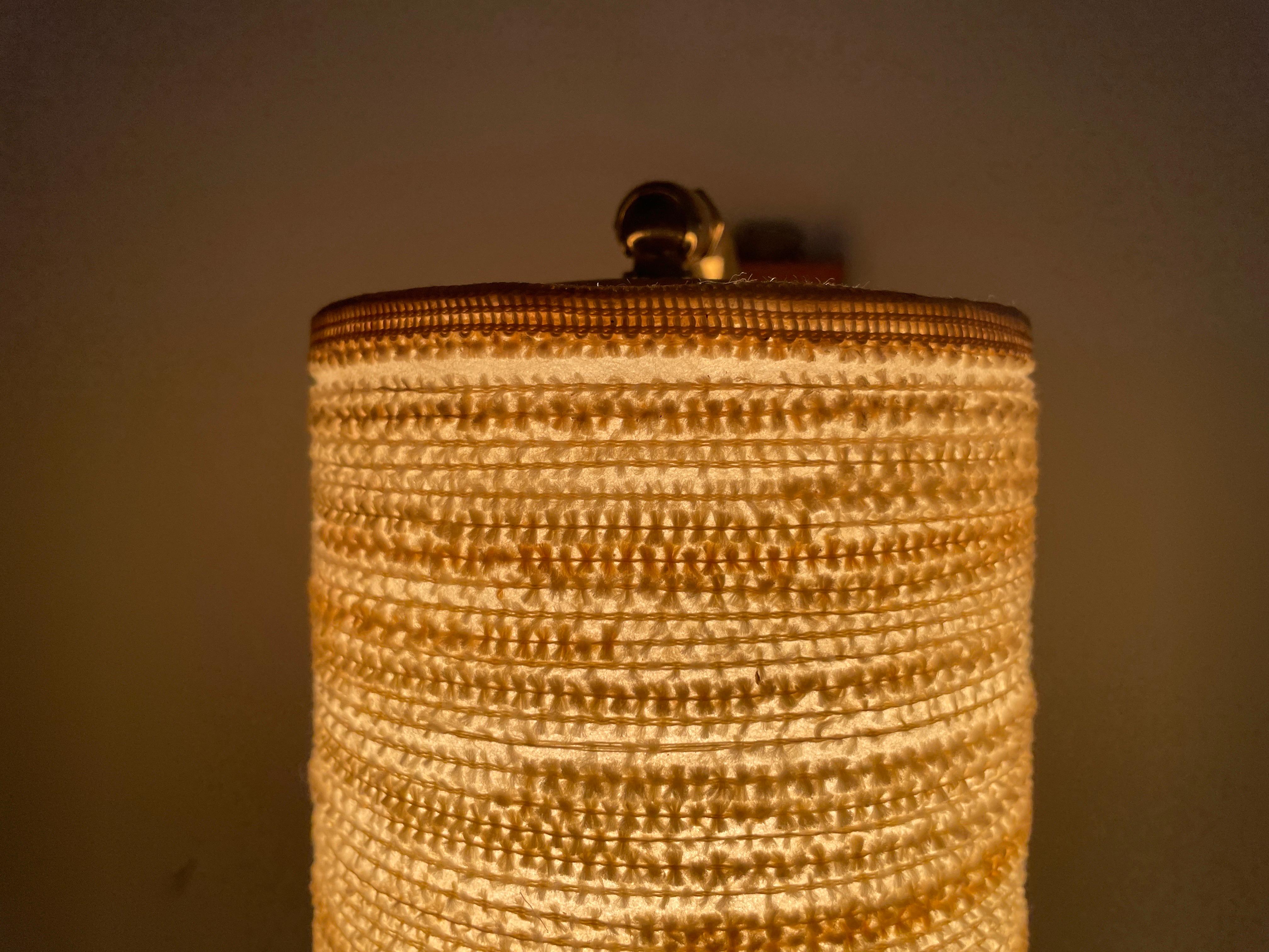 Fabric Shade and Wood Wall Lamp with Brass Neck, 1960s, Germany For Sale 11