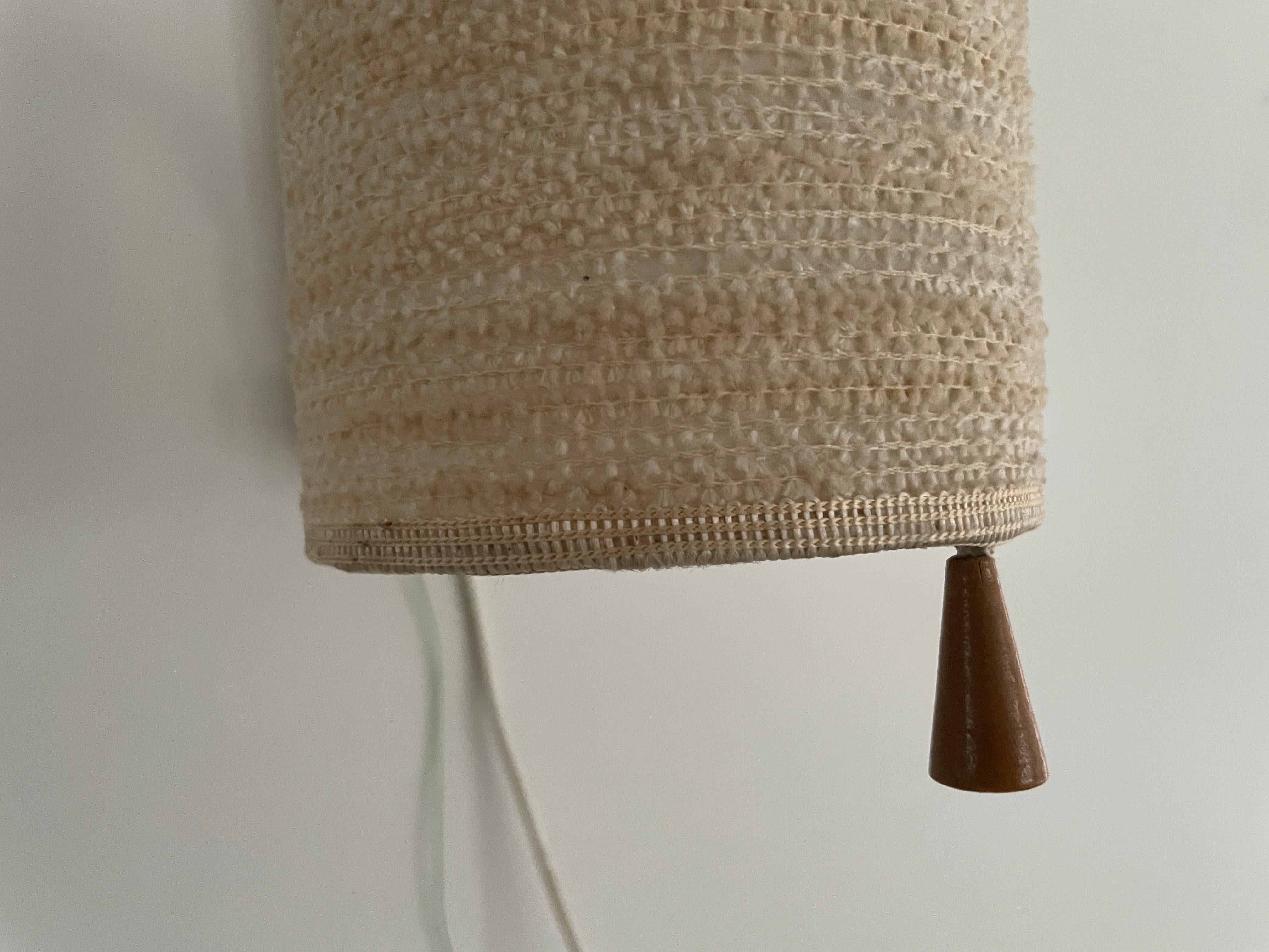 Fabric Shade and Wood Wall Lamp with Brass Neck, 1960s, Germany For Sale 3