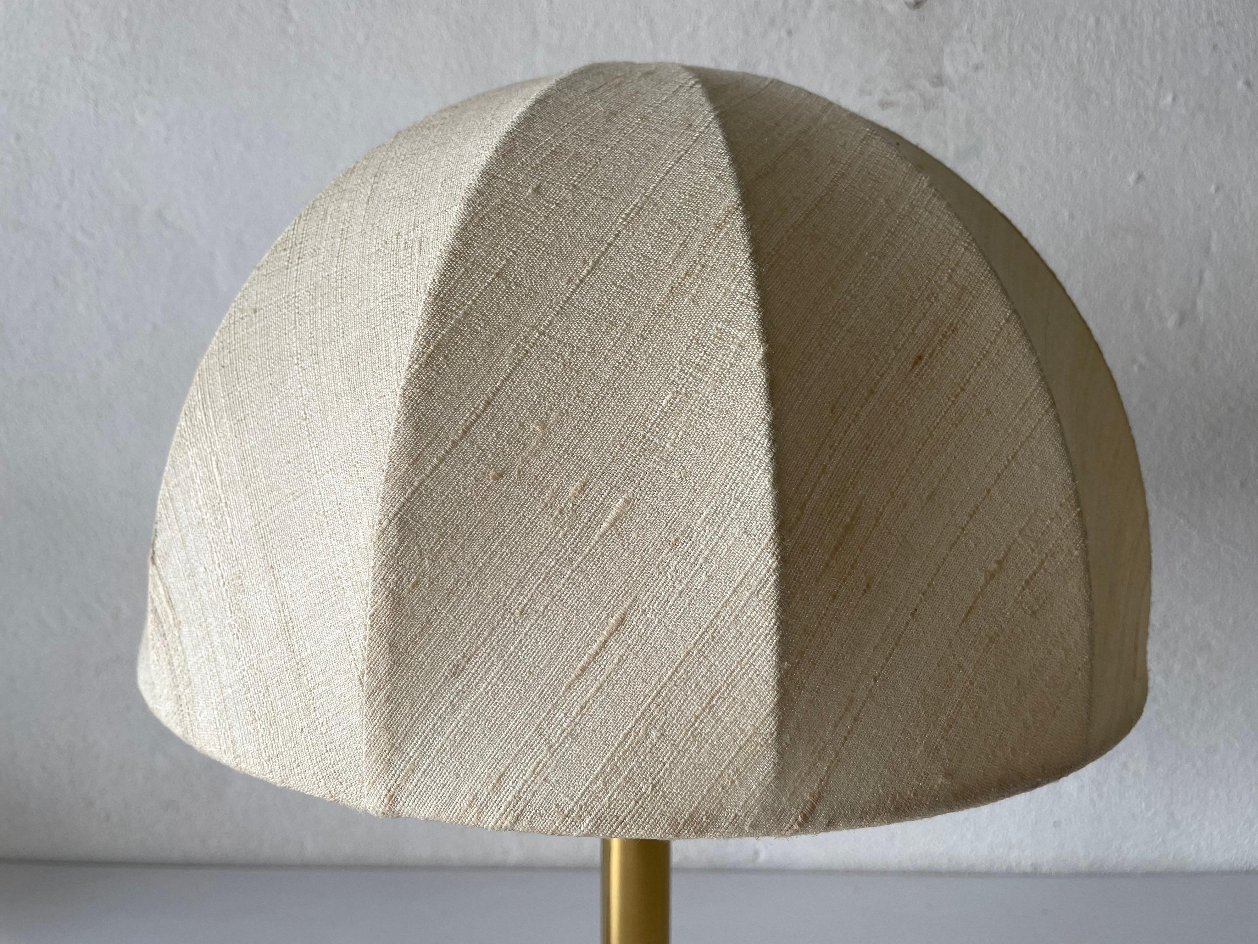 Fabric Shade & Brass Body Elegant Pair of Bedside Lamps by ERU, 1980s, Germany In Good Condition In Hagenbach, DE