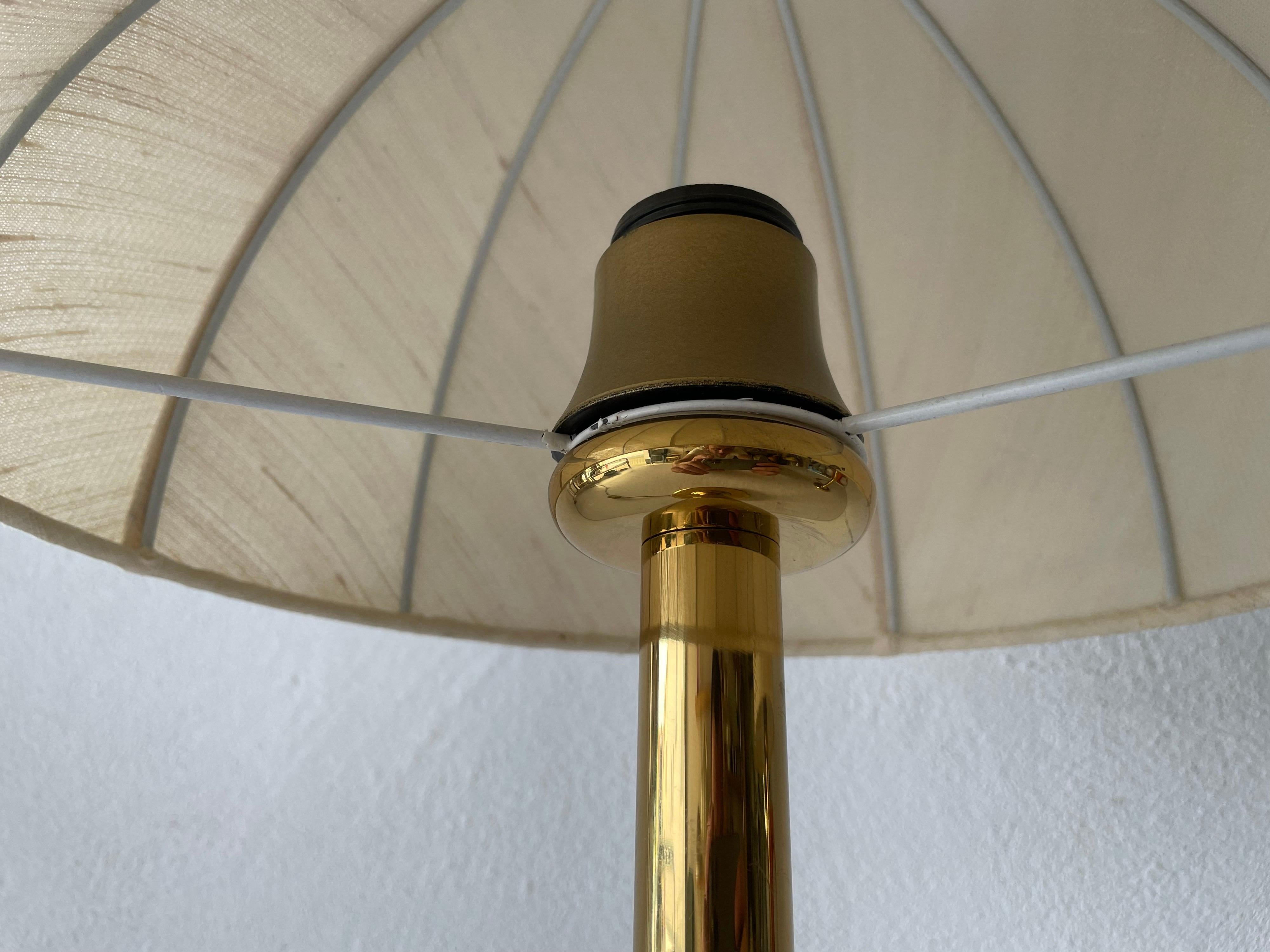 Metal Fabric Shade & Brass Body Elegant Pair of Bedside Lamps by ERU, 1980s, Germany
