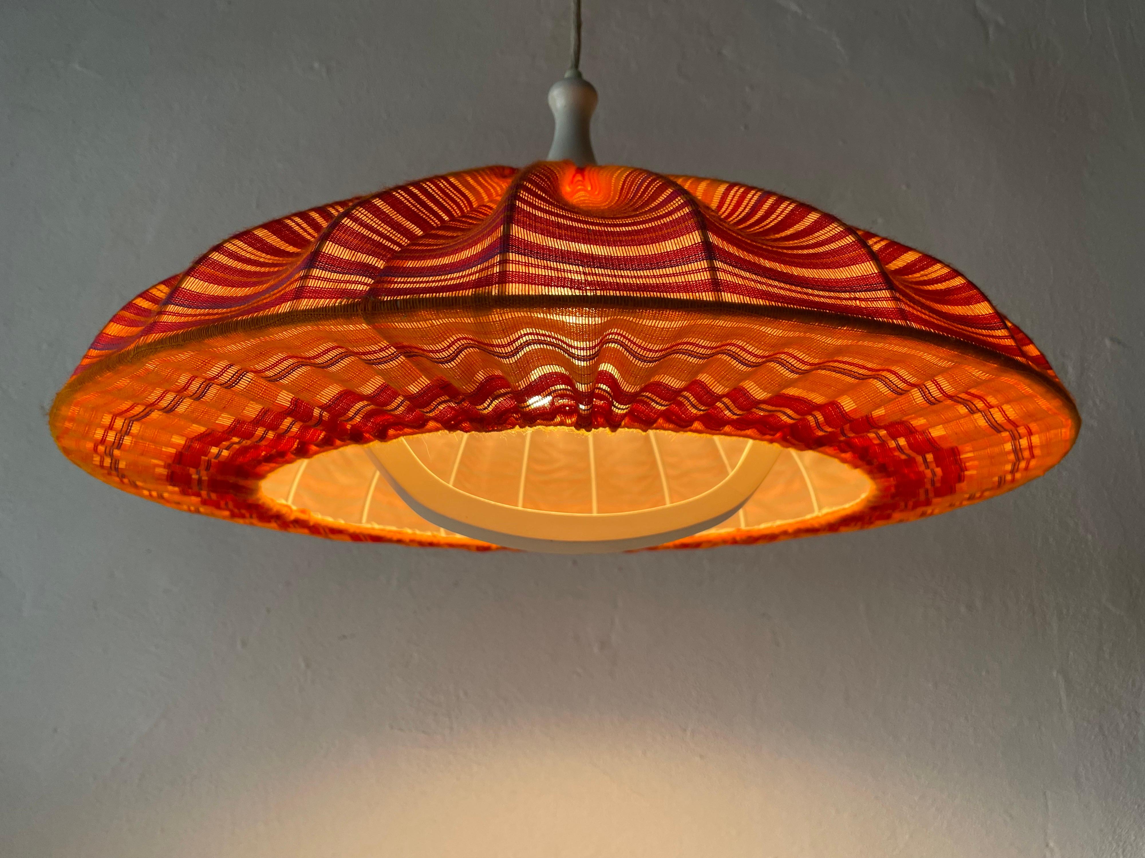 Lampada a sospensione grande in tessuto e Wood Wood di Temde, anni '60, Germania in vendita 9