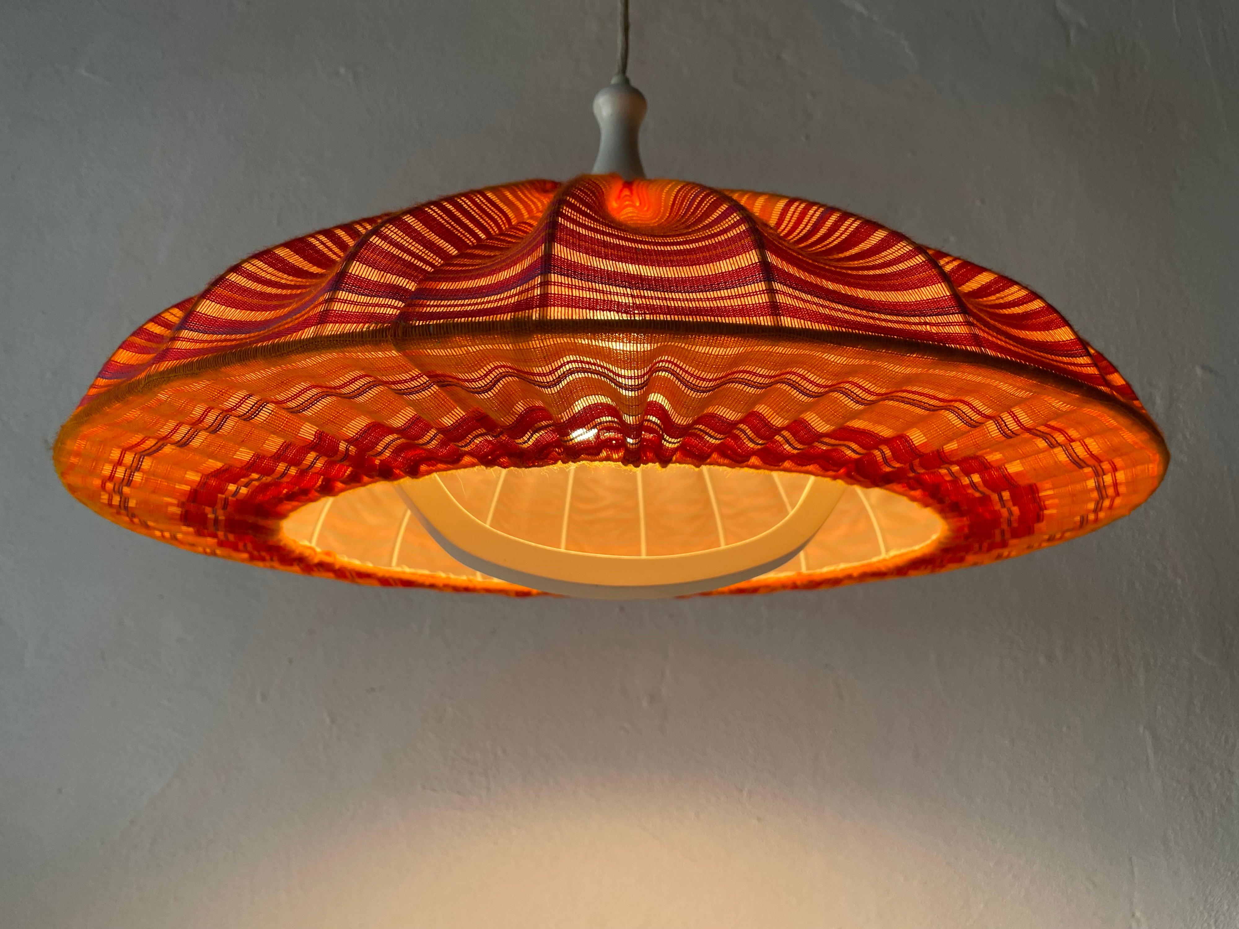 Fabric Shade & Wood Large Pendant Lamp by Temde, 1960s, Germany For Sale 10