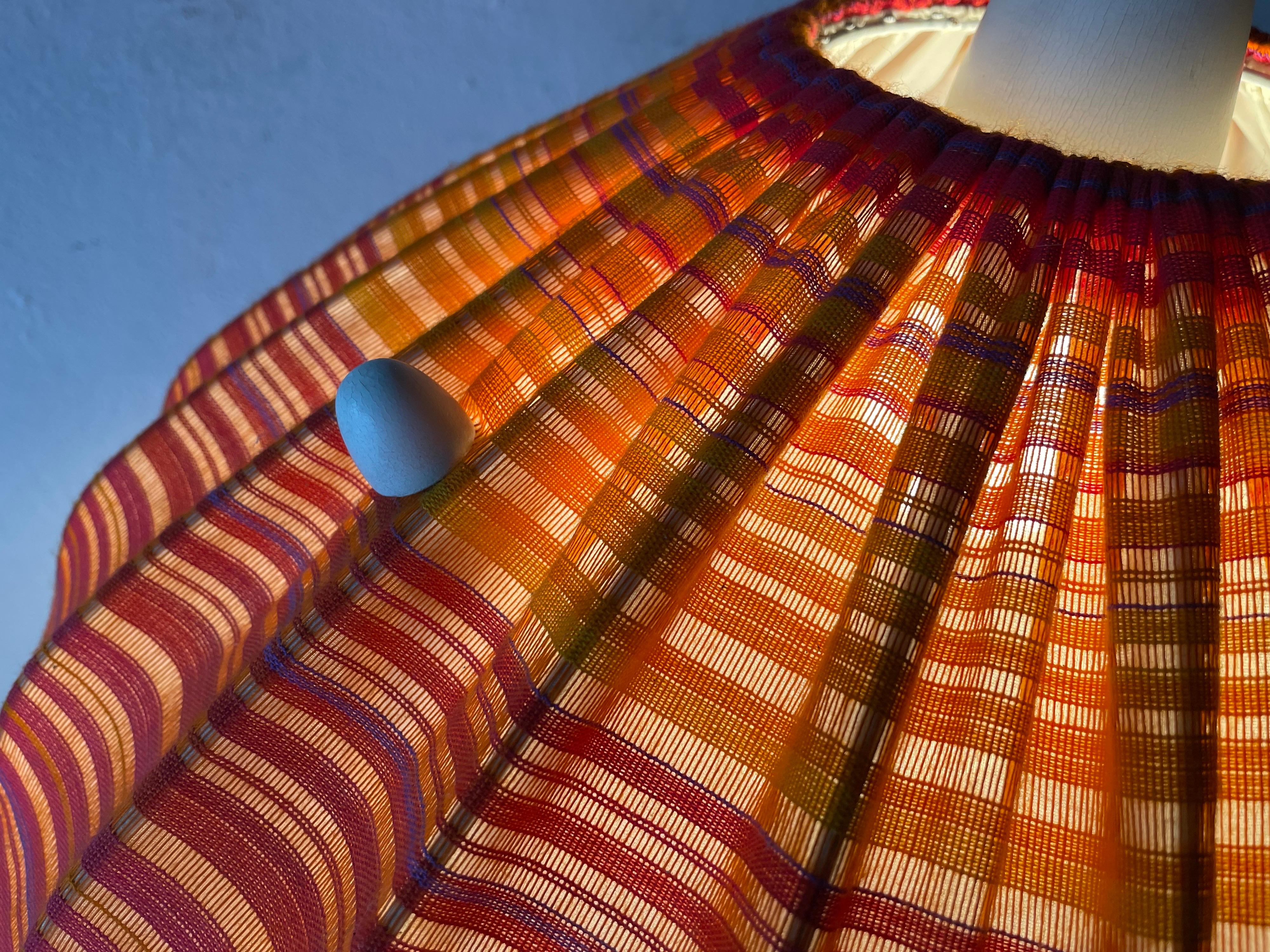 Fabric Shade & Wood Large Pendant Lamp by Temde, 1960s, Germany For Sale 12