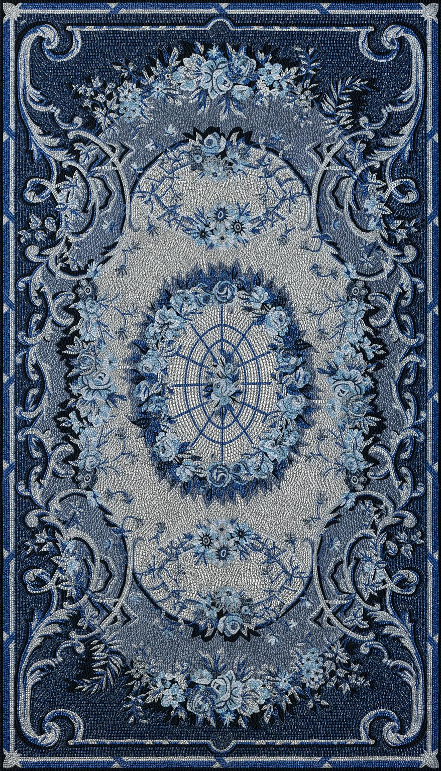 Modern Fabric Tapestry with Artistic Rug Design Upholstered Panel on Demand For Sale