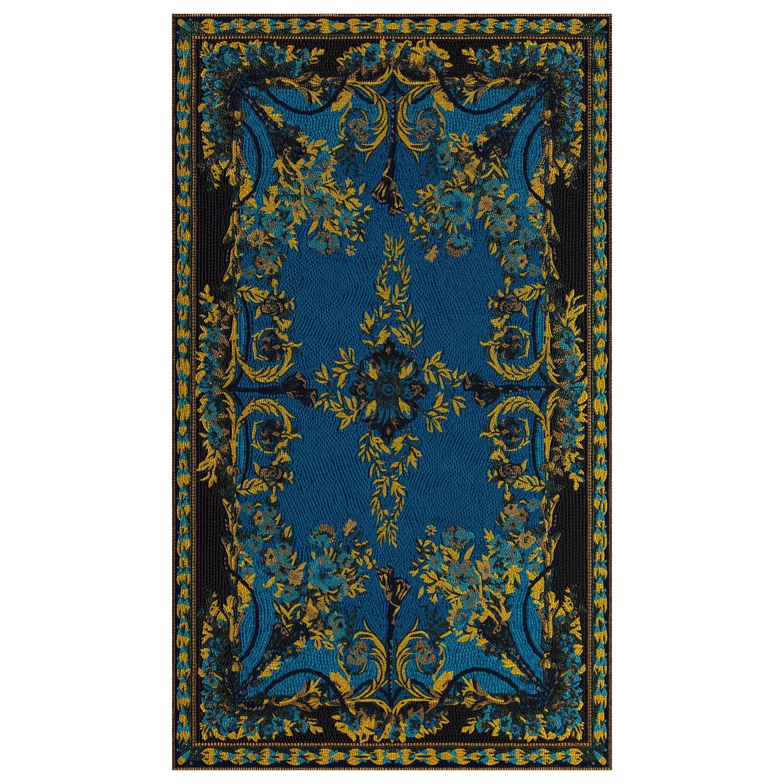 Fabric Tapestry with Artistic Rug Design Upholstered Panel on Demand For Sale