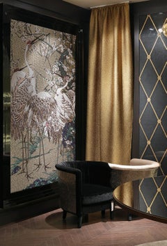 Fabric Tapestry with Heron Design Upholstered Panel on Demand