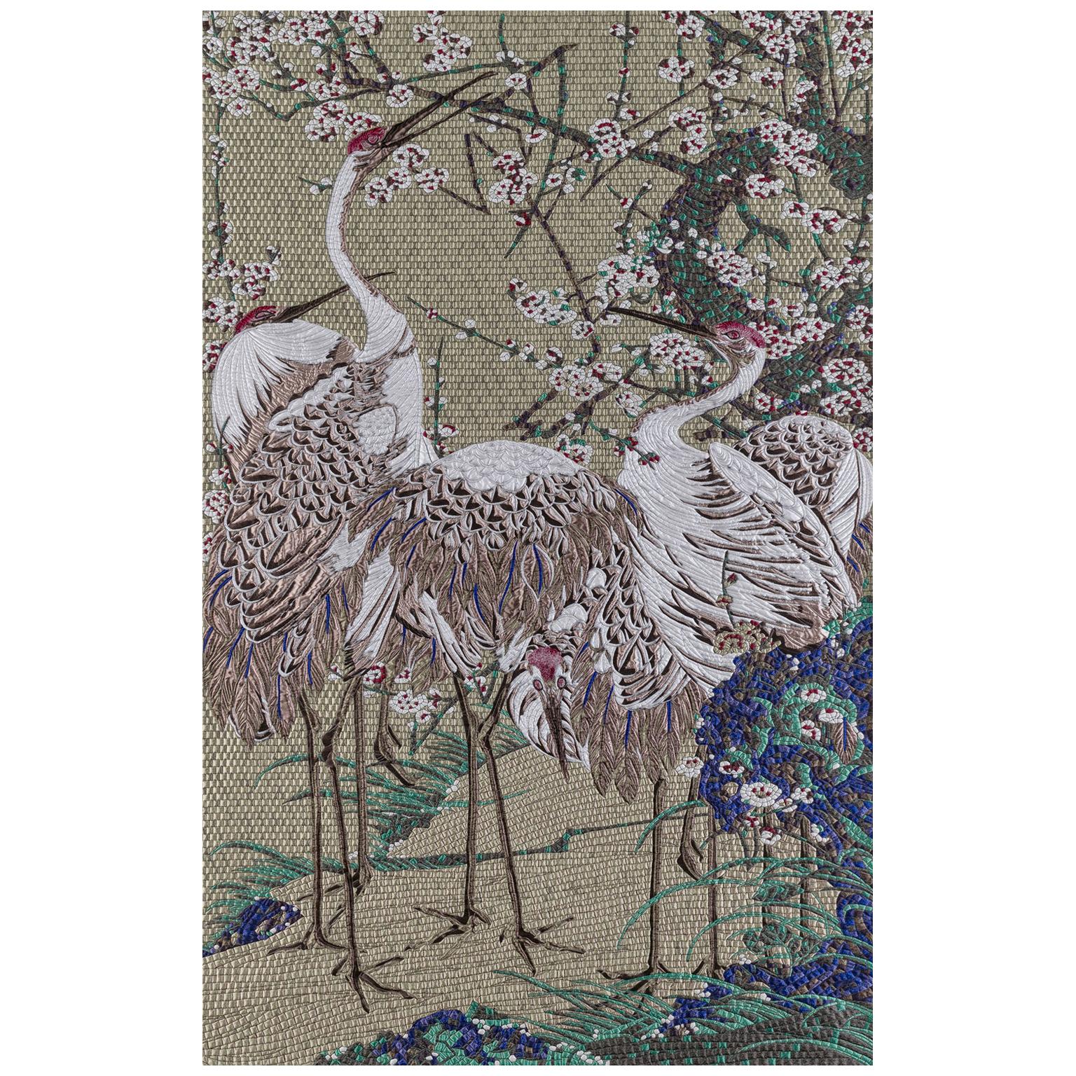 Fabric Tapestry with Heron Design Upholstered Panel on Demand