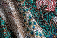 Fabric Tapestry with Peacock Design Upholstered Panel on Demand