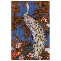 Fabric Tapestry with Peacock Design Upholstered Panel on Demand