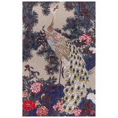 Fabric Tapestry with Peacock Design Upholstered Panel on Demand