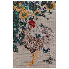 Fabric Tapestry with Rooster Design Upholstered Panel on Demand