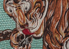 Stoffteppich mit Tigermuster und gepolsterter Platte auf Anfrage