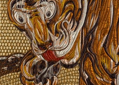 Fabric Tapestry with Tiger Design Upholstered Panel on Demand