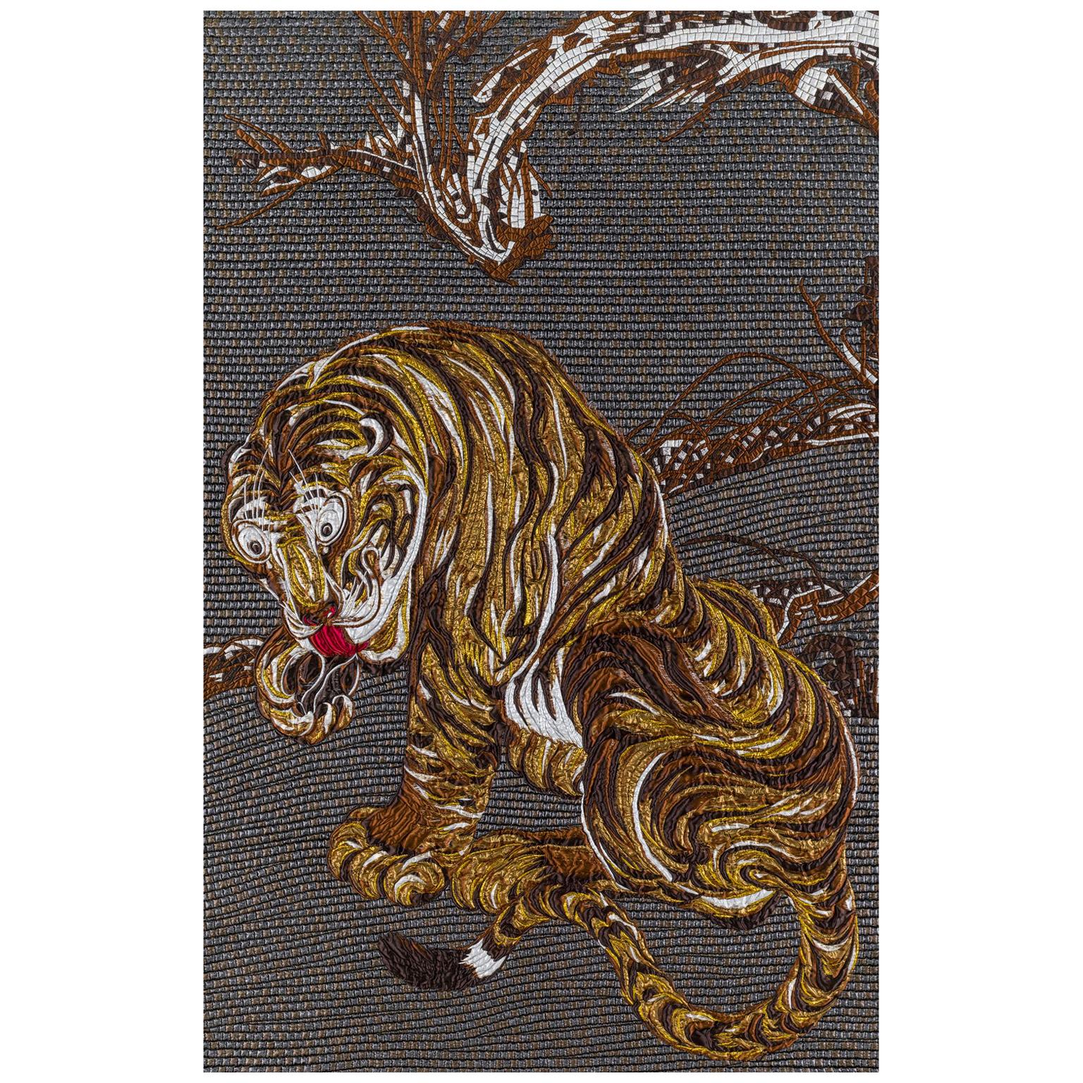 Fabric Tapestry with Tiger Design Upholstered Panel on Demand