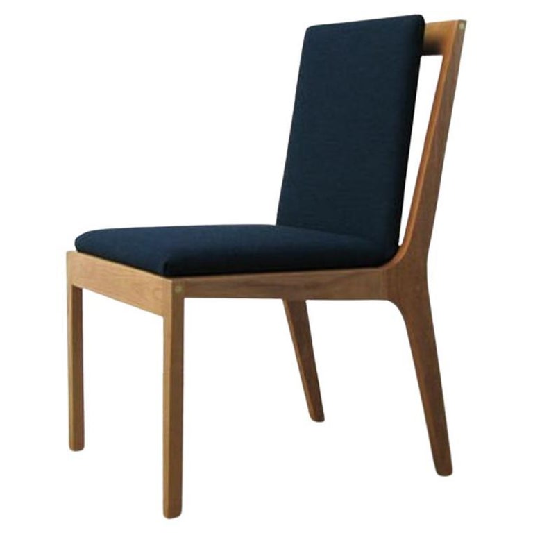 Modern Black Walnut Dining Chair with Upholstered Fabric For Sale at