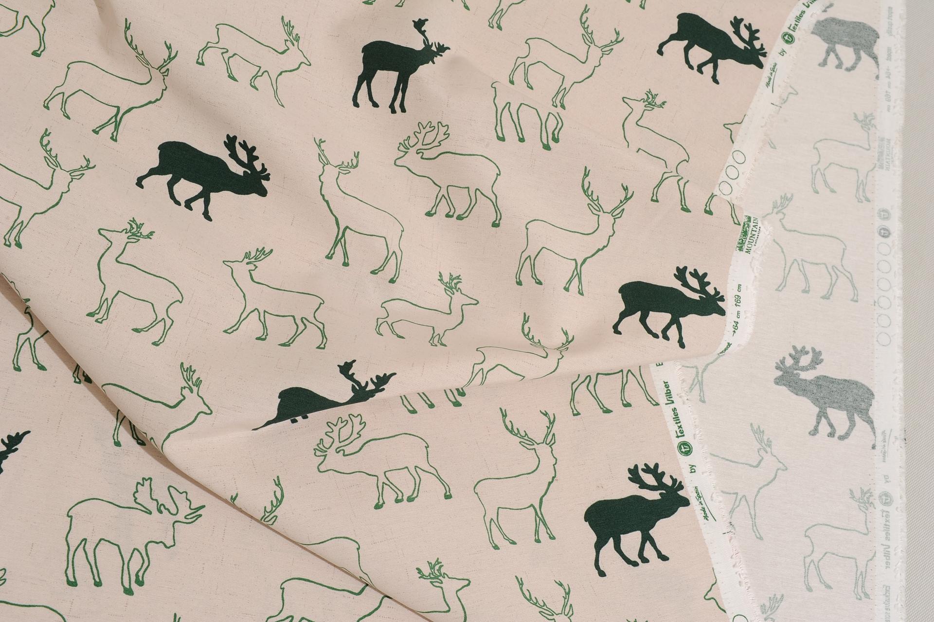 Unusual cotton fabric with positive and negative deer print. suitable for a house in the mountains, but not only.
The height of the fabric is crucial.