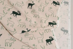 Textile Fabric with Green Deer