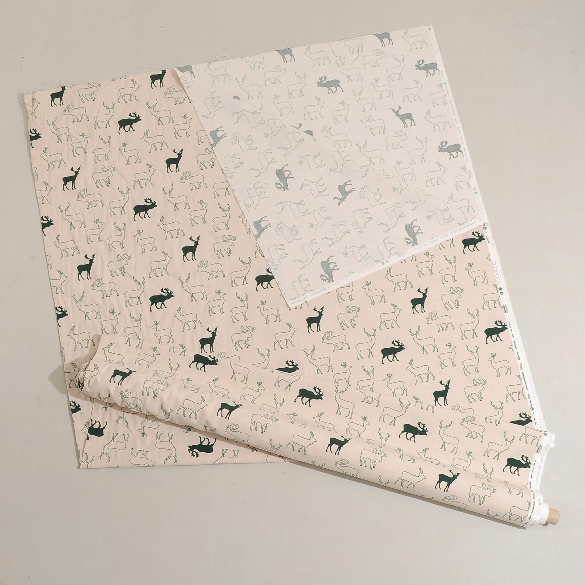Spanish Textile Fabric with Green Deer For Sale