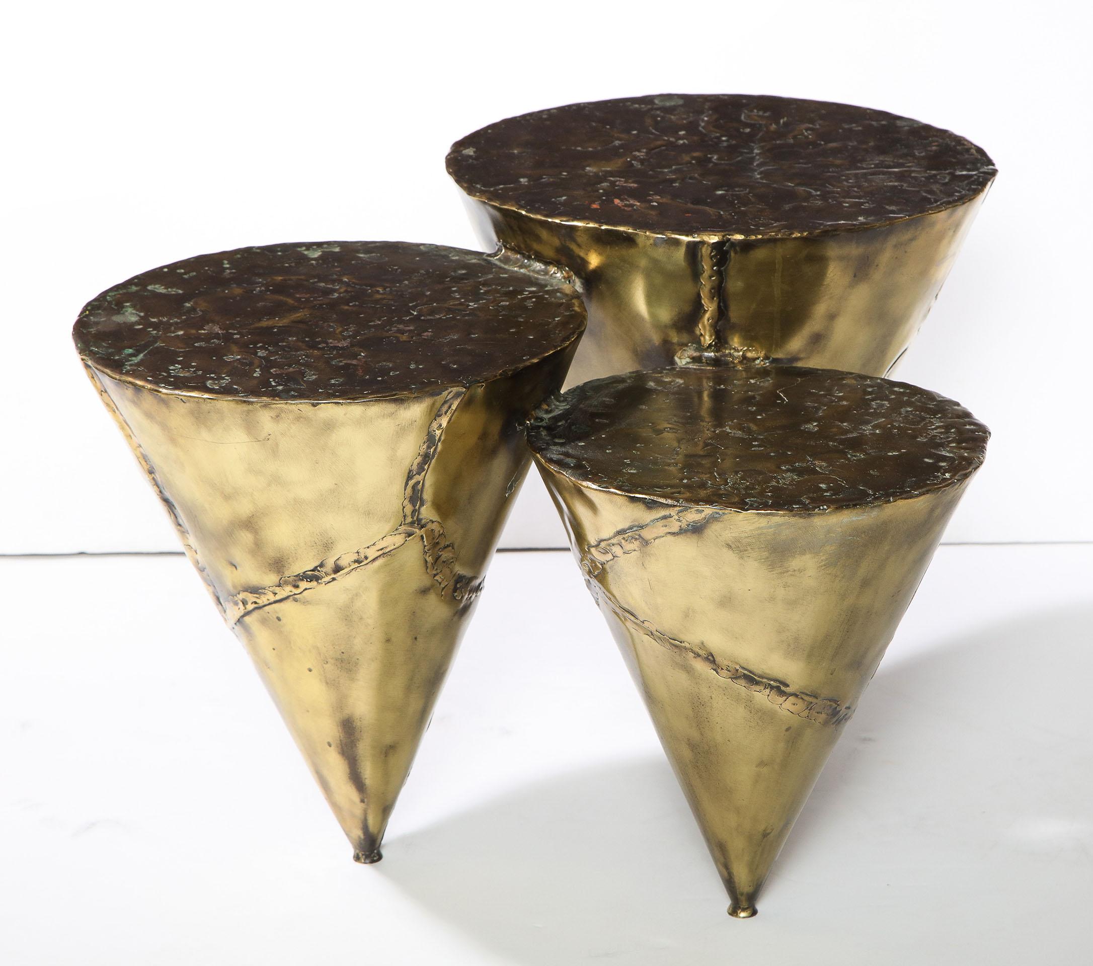 American Fabricated Brass and Bronze Vintage End Table, by Silas Seandel