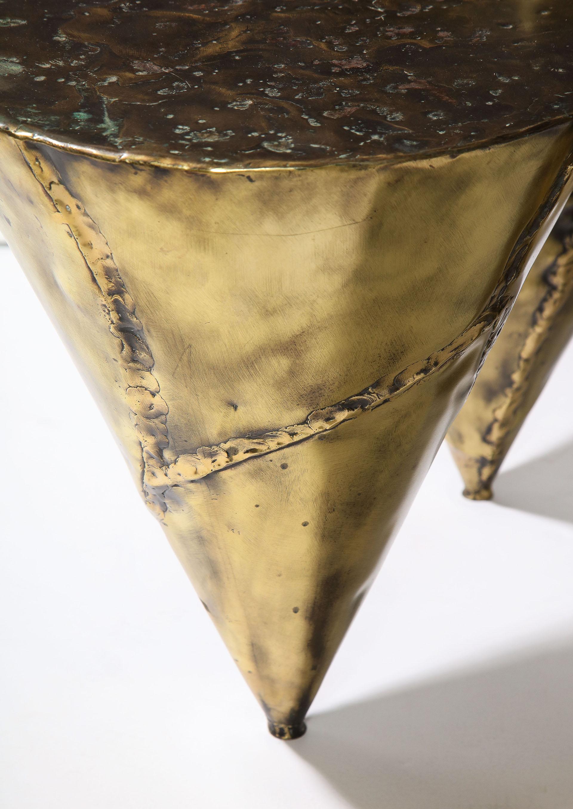 Fabricated Brass and Bronze Vintage End Table, by Silas Seandel 4