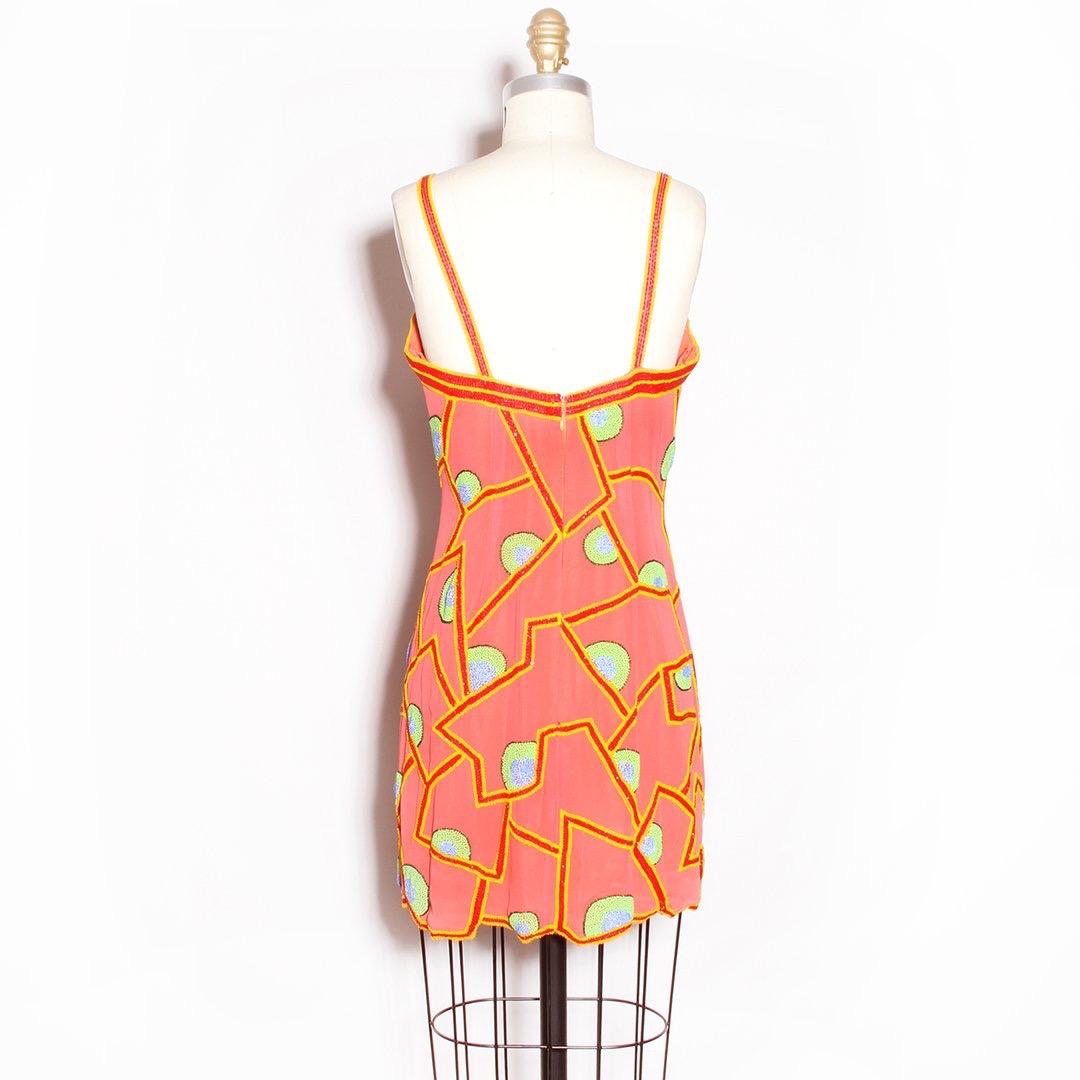 Orange Fabrice Beaded Dress Circa 1980's