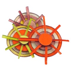 Fabrice Orange, Green and Purple Multi-Wheel Resin Brooch
