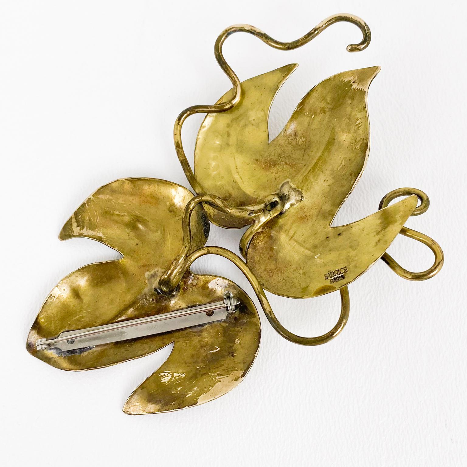 Women's Fabrice Paris Brass Metal Organic-Inspired Pin Brooch