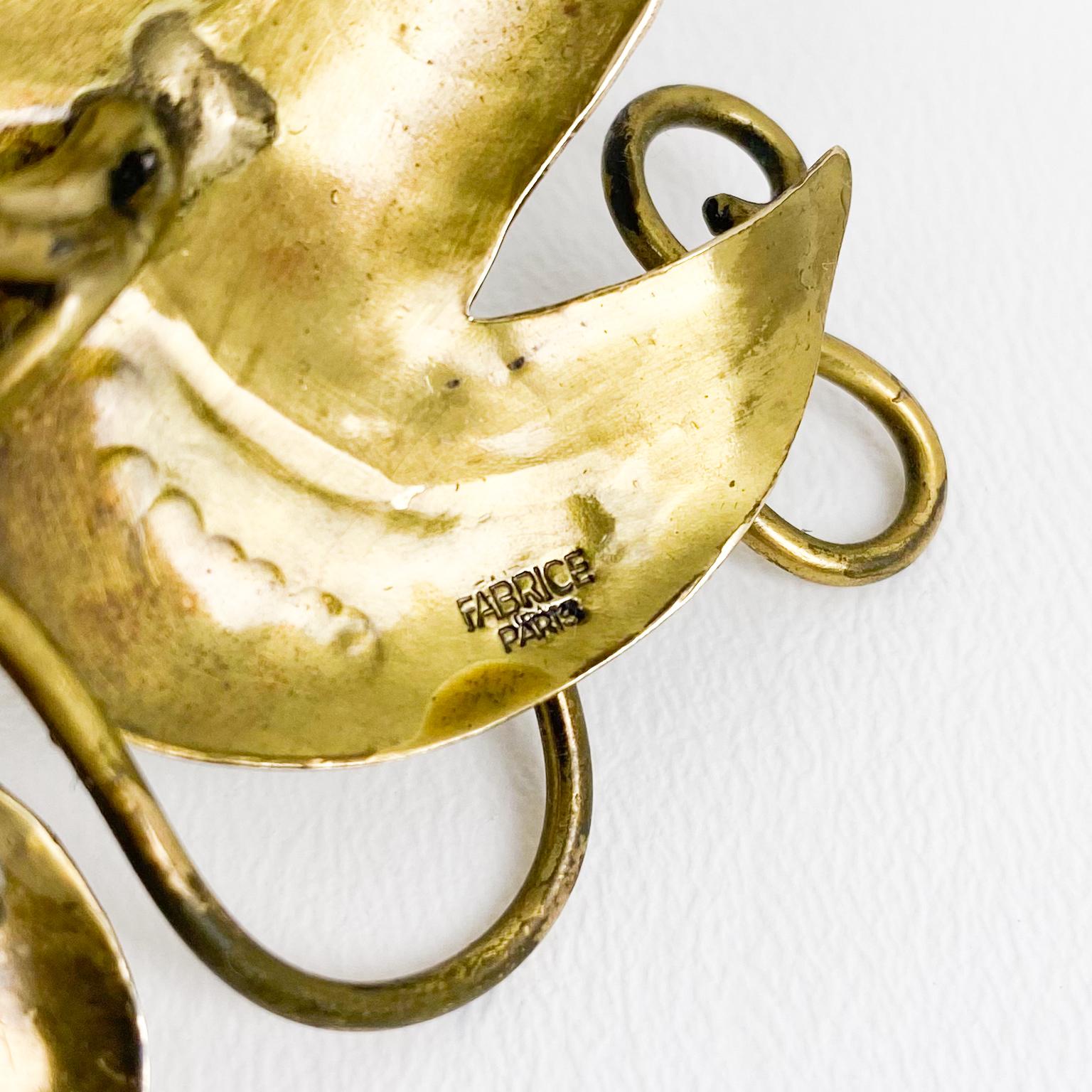 Fabrice Paris Brass Metal Organic-Inspired Pin Brooch 1