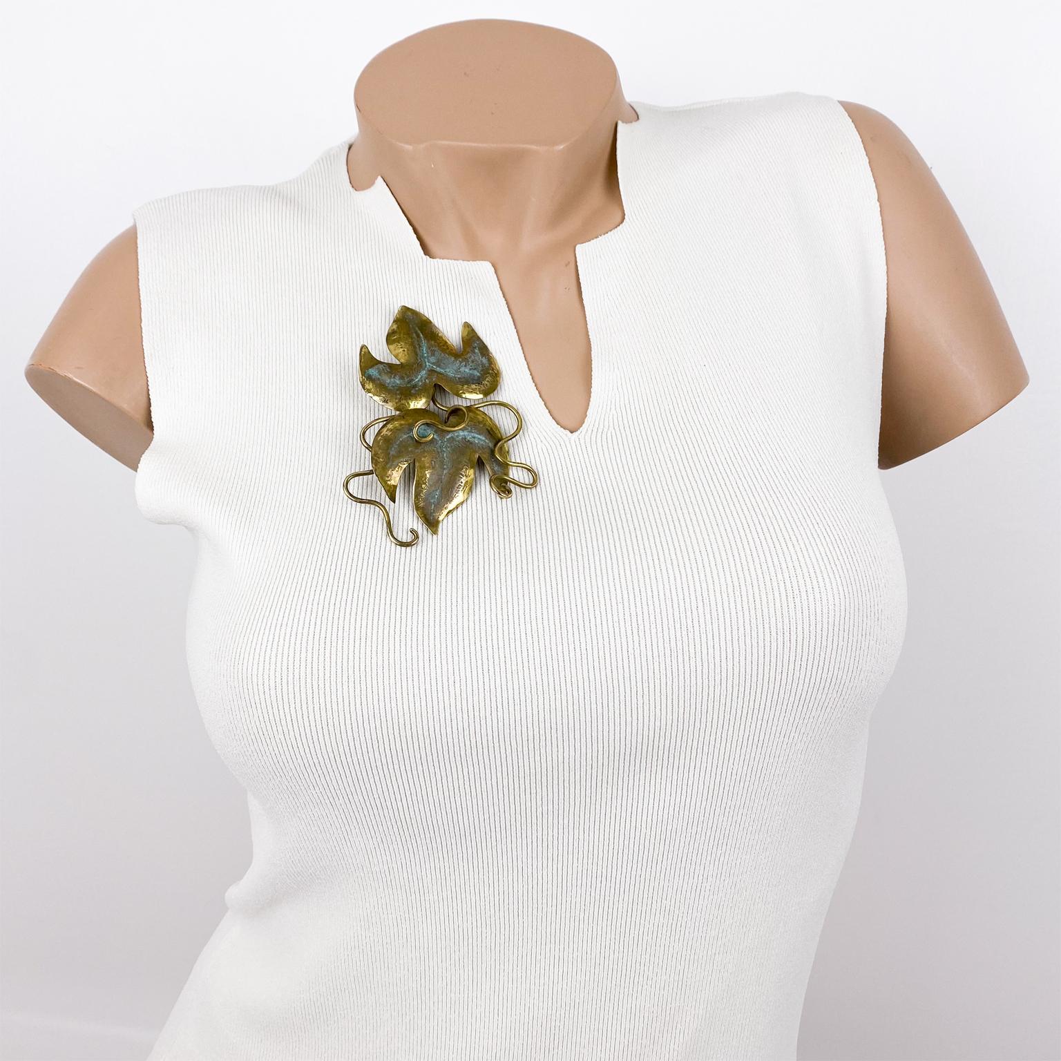 Fabrice Paris Brass Metal Organic-Inspired Pin Brooch 2